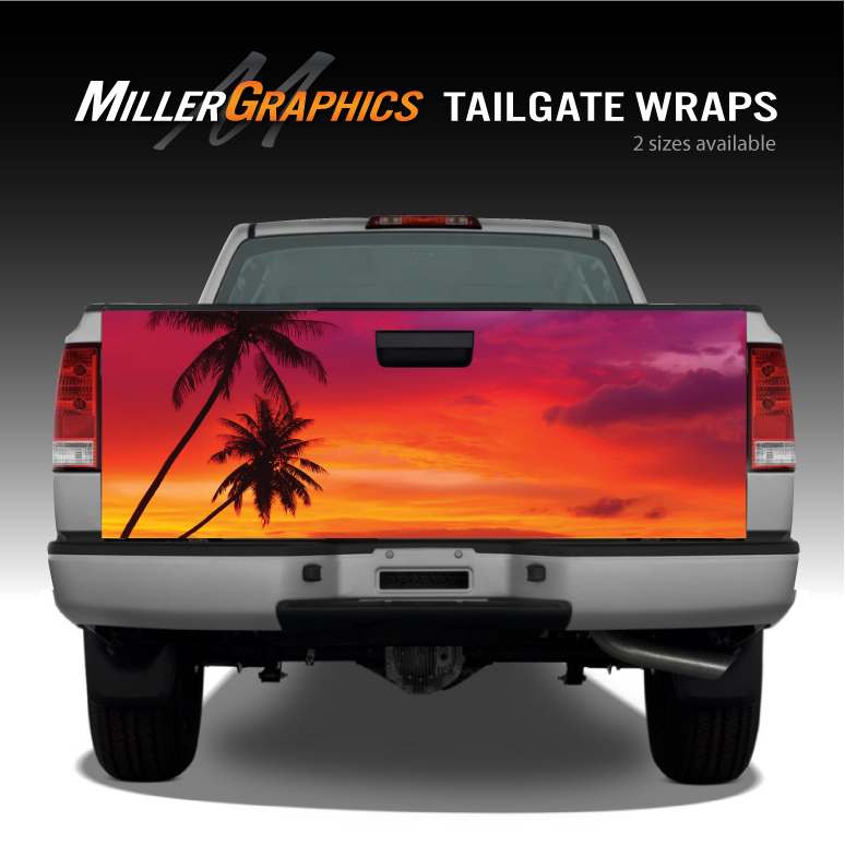 Beach Sunset #3 Palm Trees Truck Tailgate Vinyl Graphic Decal Wrap