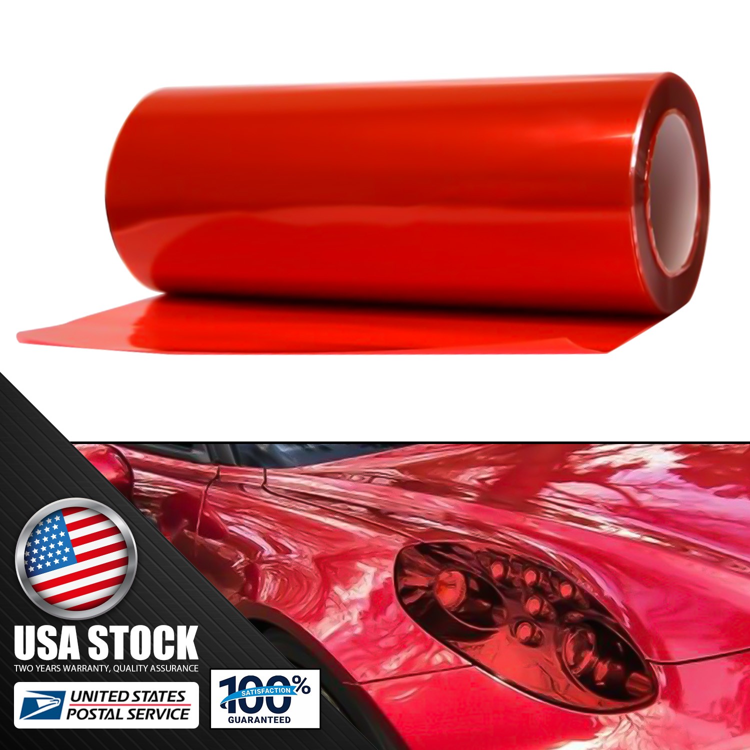 Universal Gloss Red 12″x71″ Vinyl Film Tint Headlight Taillight Wrap Cover New