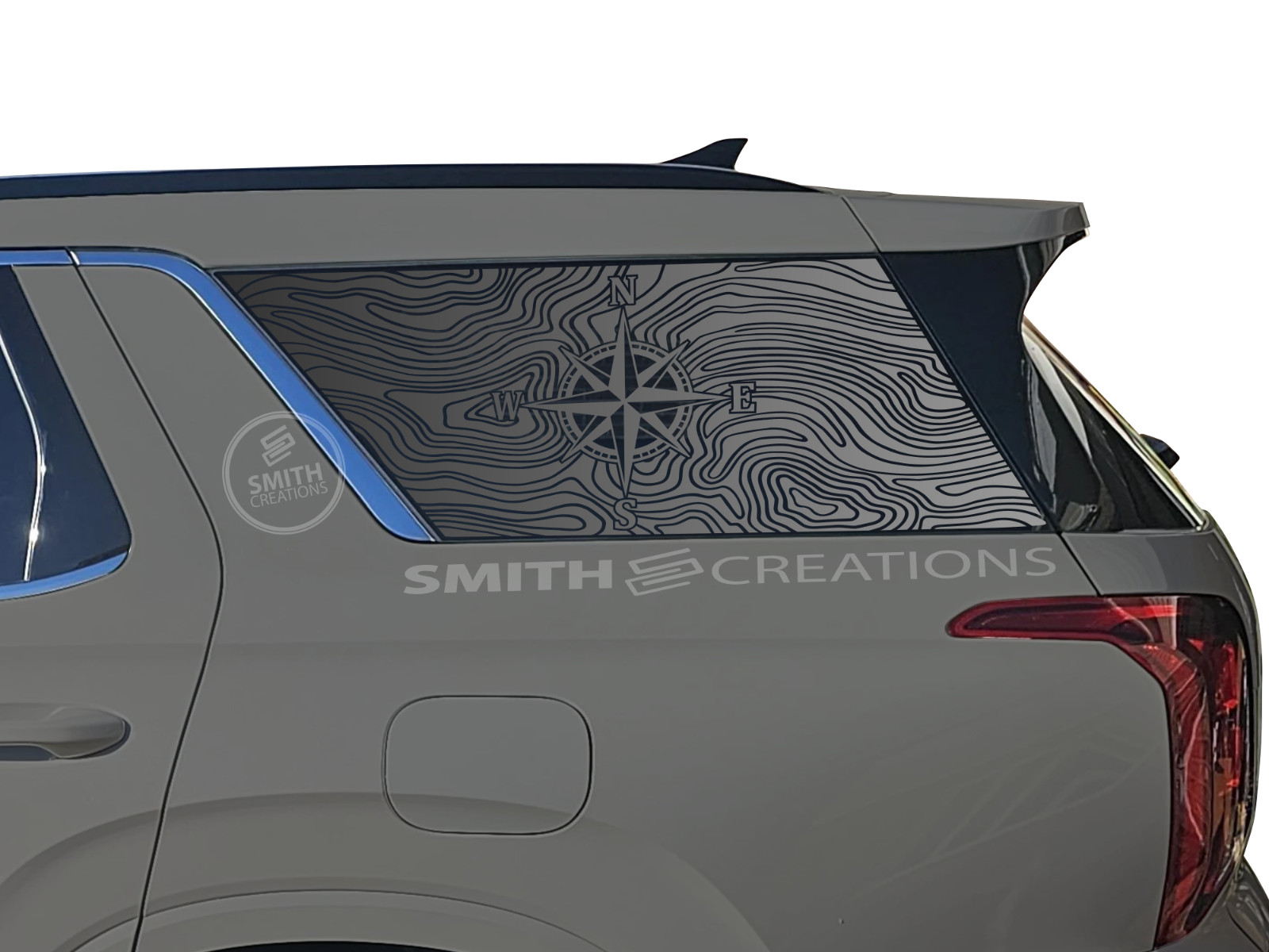 Fits 2020- 2026 Hyundai Palisade Topographic theme with Compass Vinyl Decals