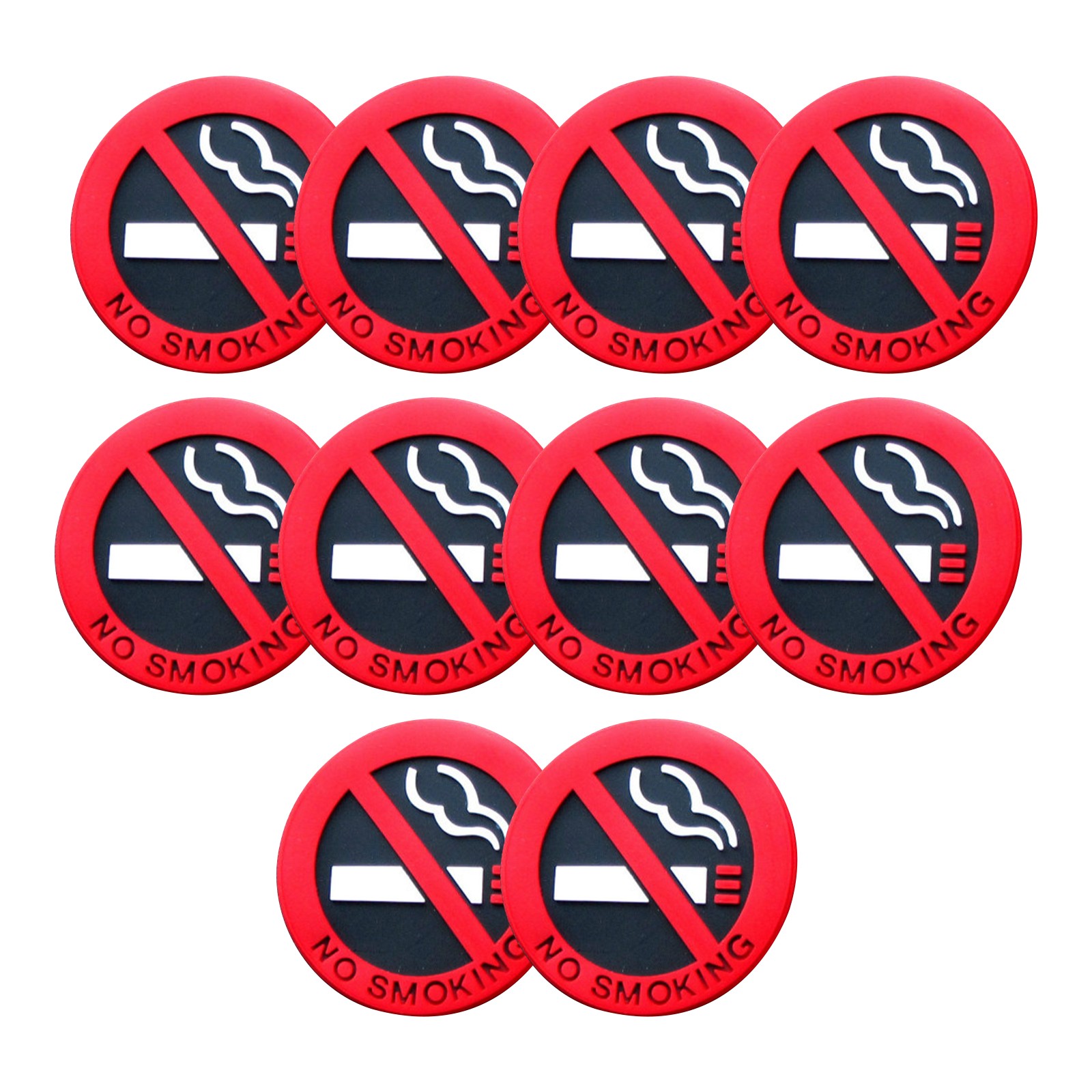 5cm 5/10Pcs Mini NO SMOKING Sign Warning Logo Rubber Stickers Car Taxi Decor