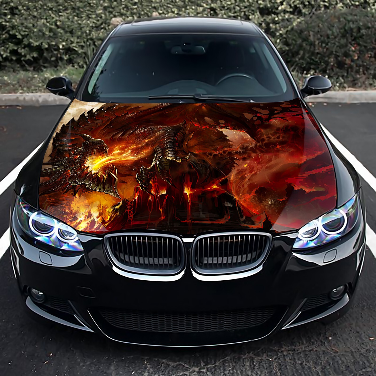 Fire Dragon Car Hood Wrap Decal Vinyl Sticker Full Color Graphic Fit Any Car A