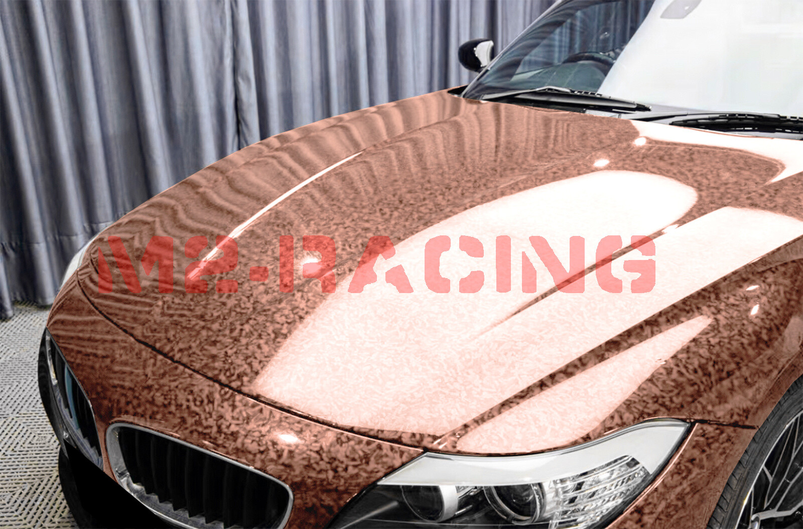 24K Chopped Forged Carbon Fiber Gloss Rose Gold Vinyl Wrap Sticker Decal Sheet