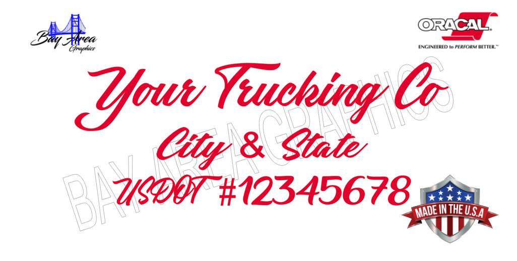 Set of 2 Truck Door Decals Custom USDOT Company Name City State