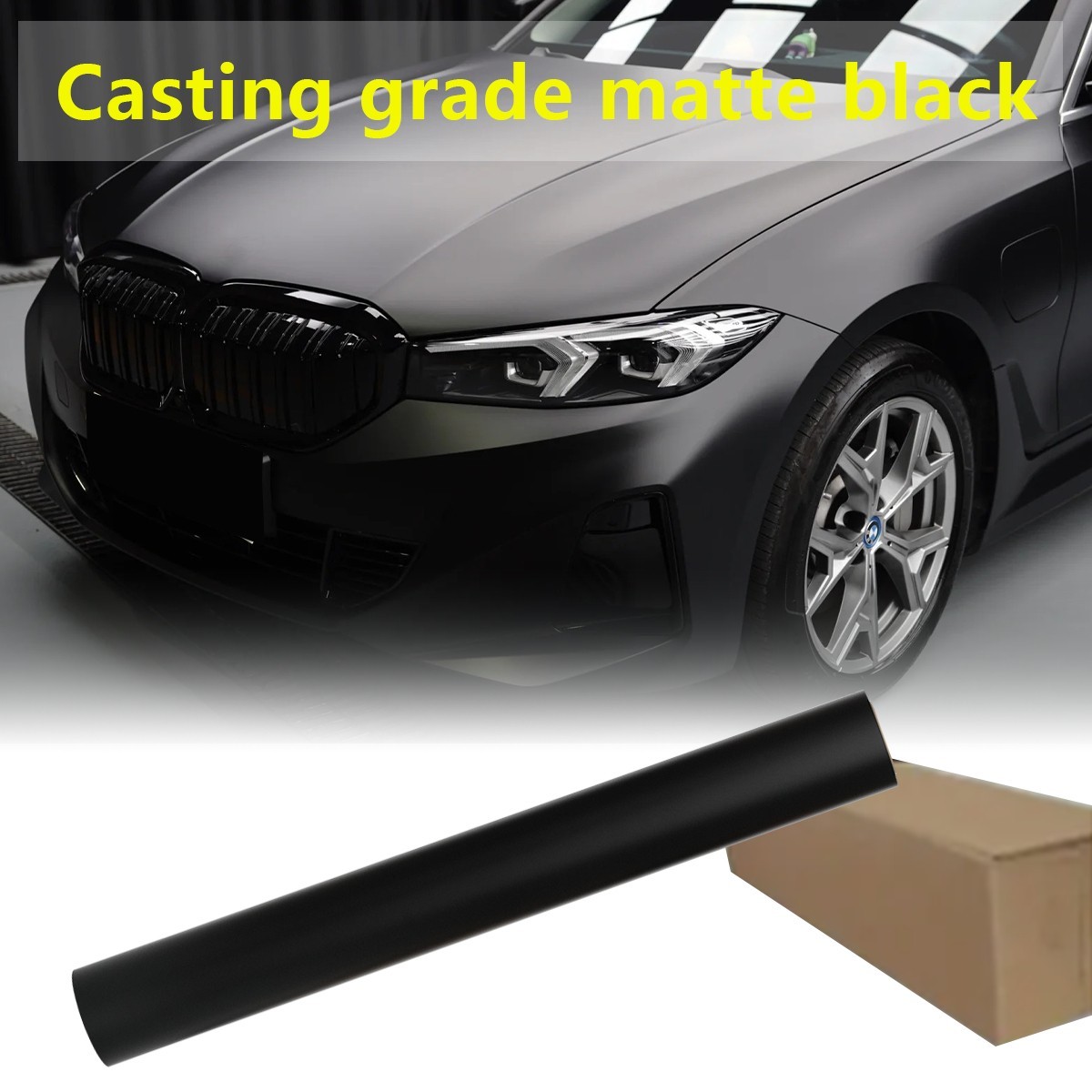 5FTx50FT PET Matte Black Vinyl Wrap Self-Adhesive Air Release US Stock
