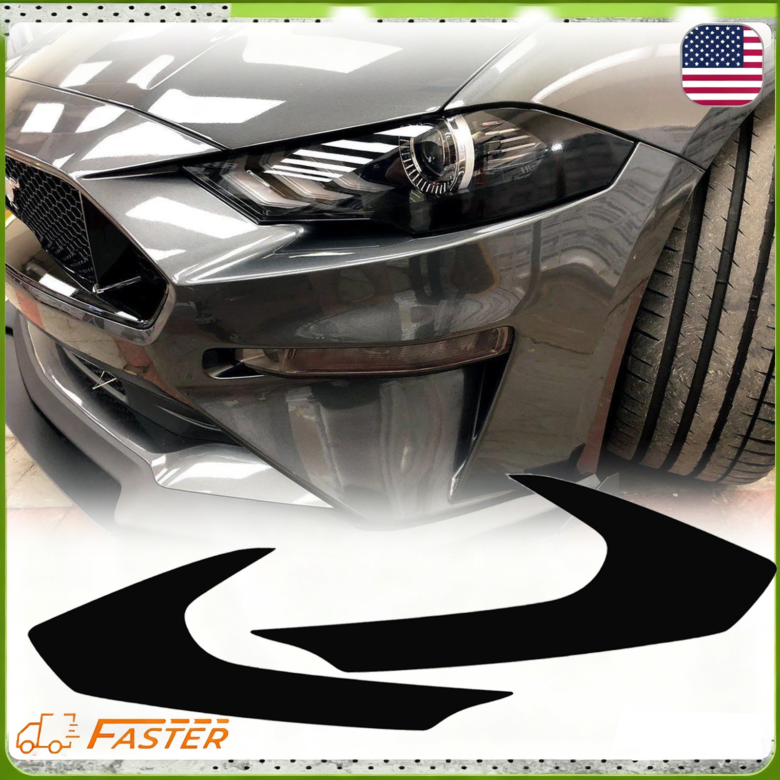 Headlight Side Marker Overlay Tint Blackout Stickers For 2018-2021 Ford Mustang