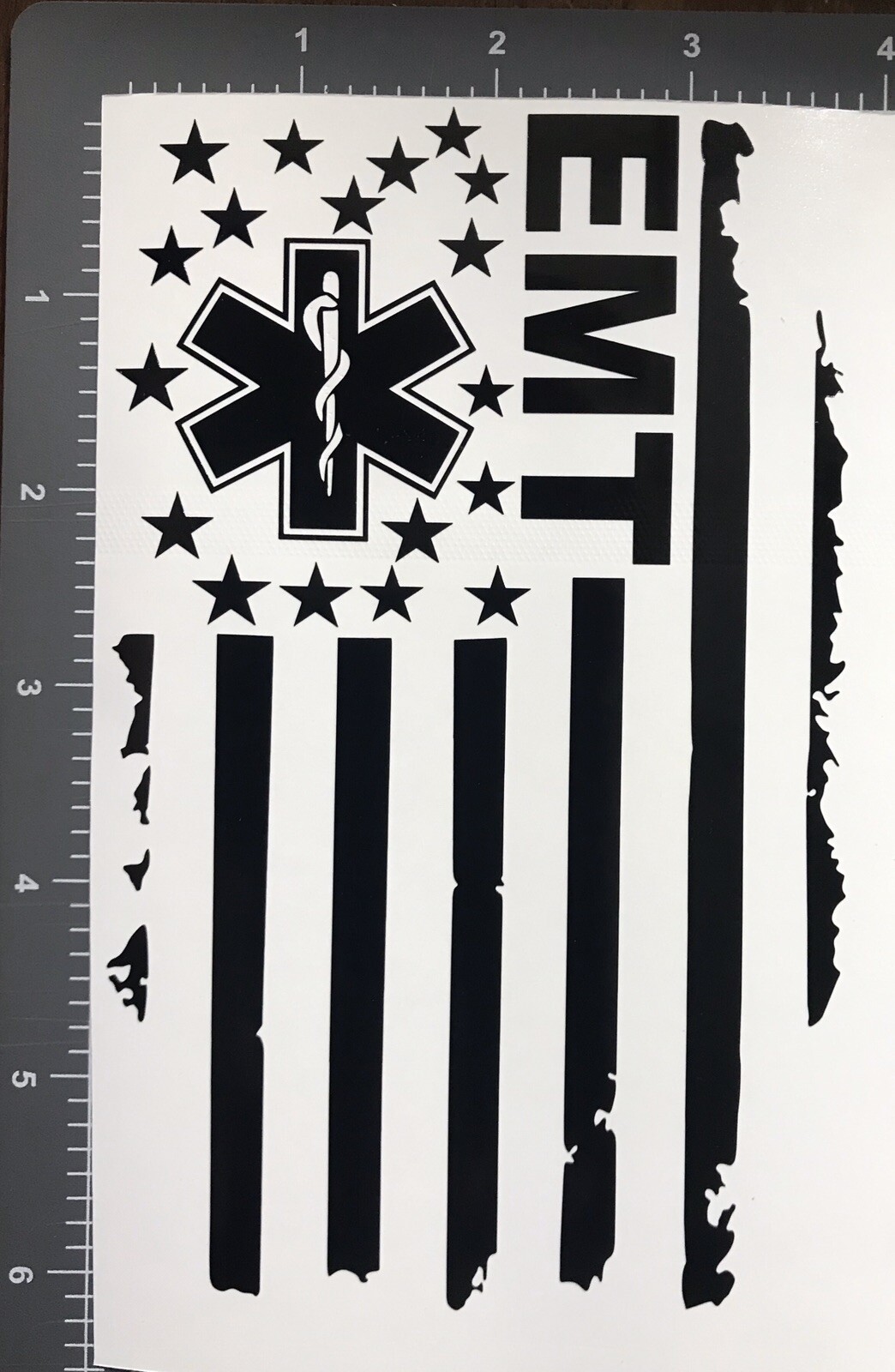 4” x 6” Paramedic EMT Vinyl Car Decal Sticker Window Health Care USA Flag RN