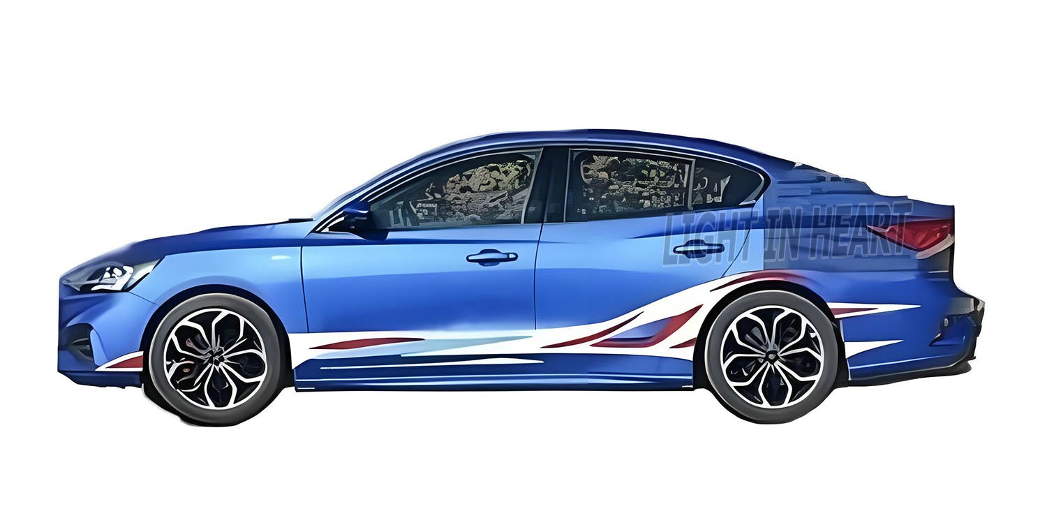 Fit For Ford Focus Graphics Flame Sticker Distorted Stripe Car Side Vinyl Decals