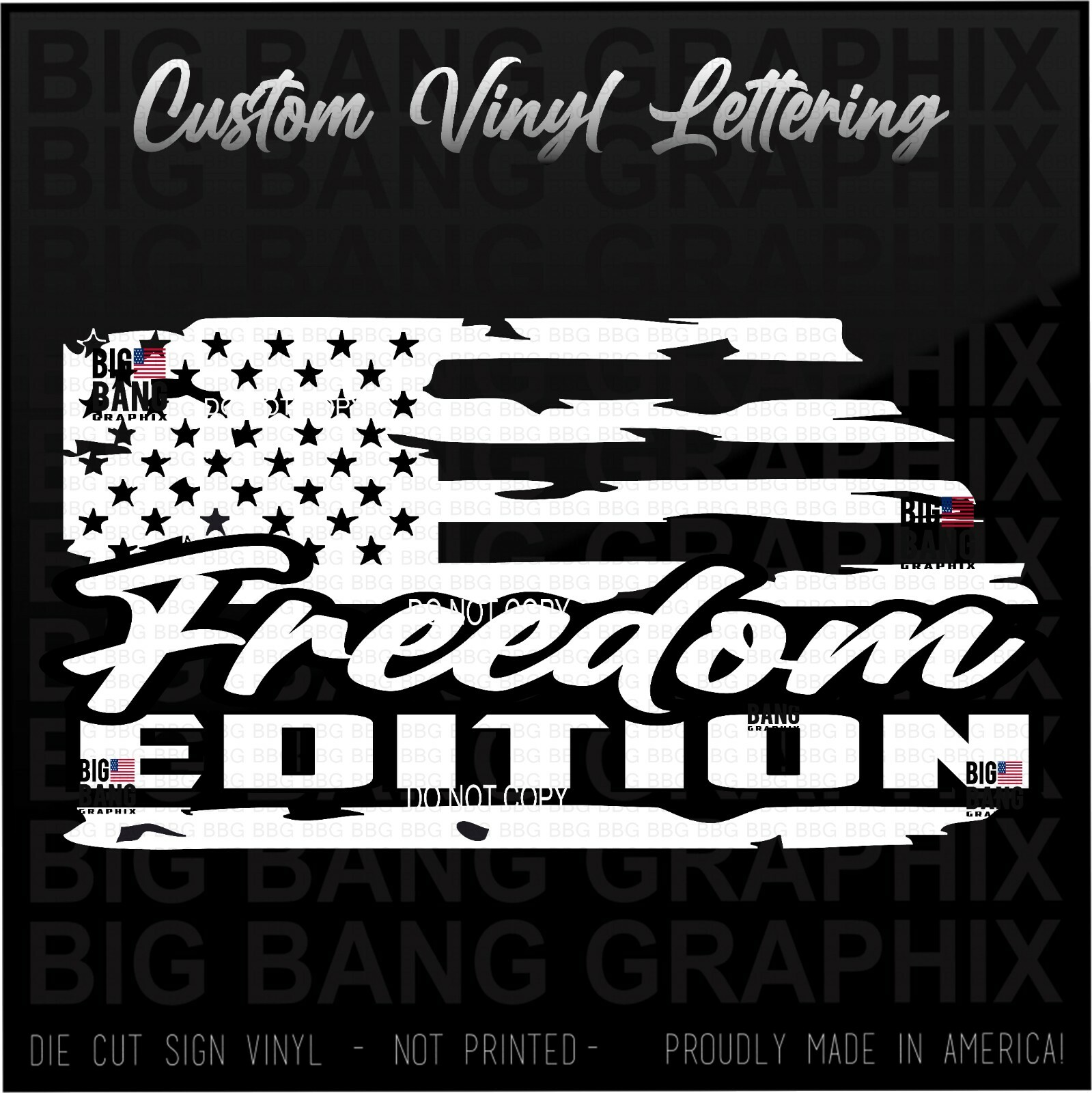 US Flag FREEDOM Edition Vinyl Decal Sticker Work For It Hard Work Blue Collar
