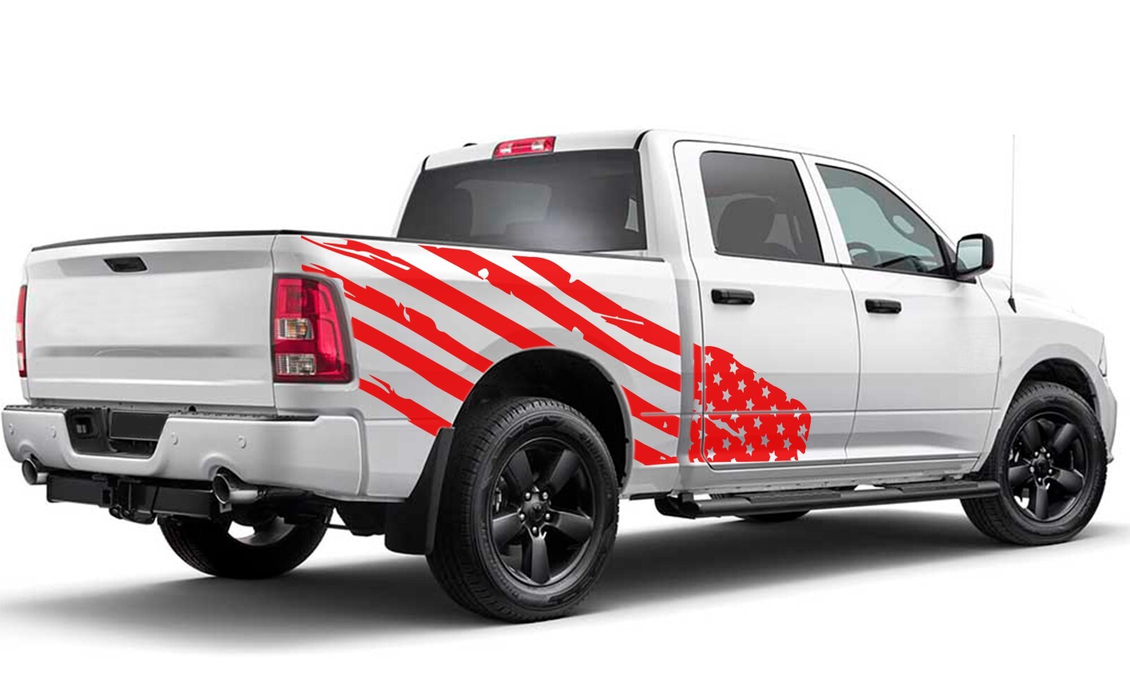 Side US flag graphics stickers decal compatible with Dodge Ram