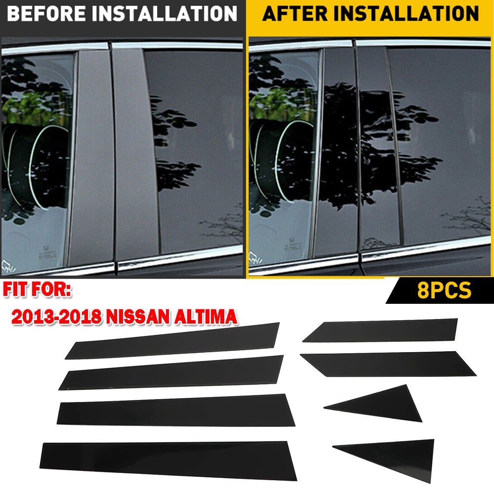 Black Pillar Posts Window Door Trim Cover For Nissan Altima 2013-2018 Deco D