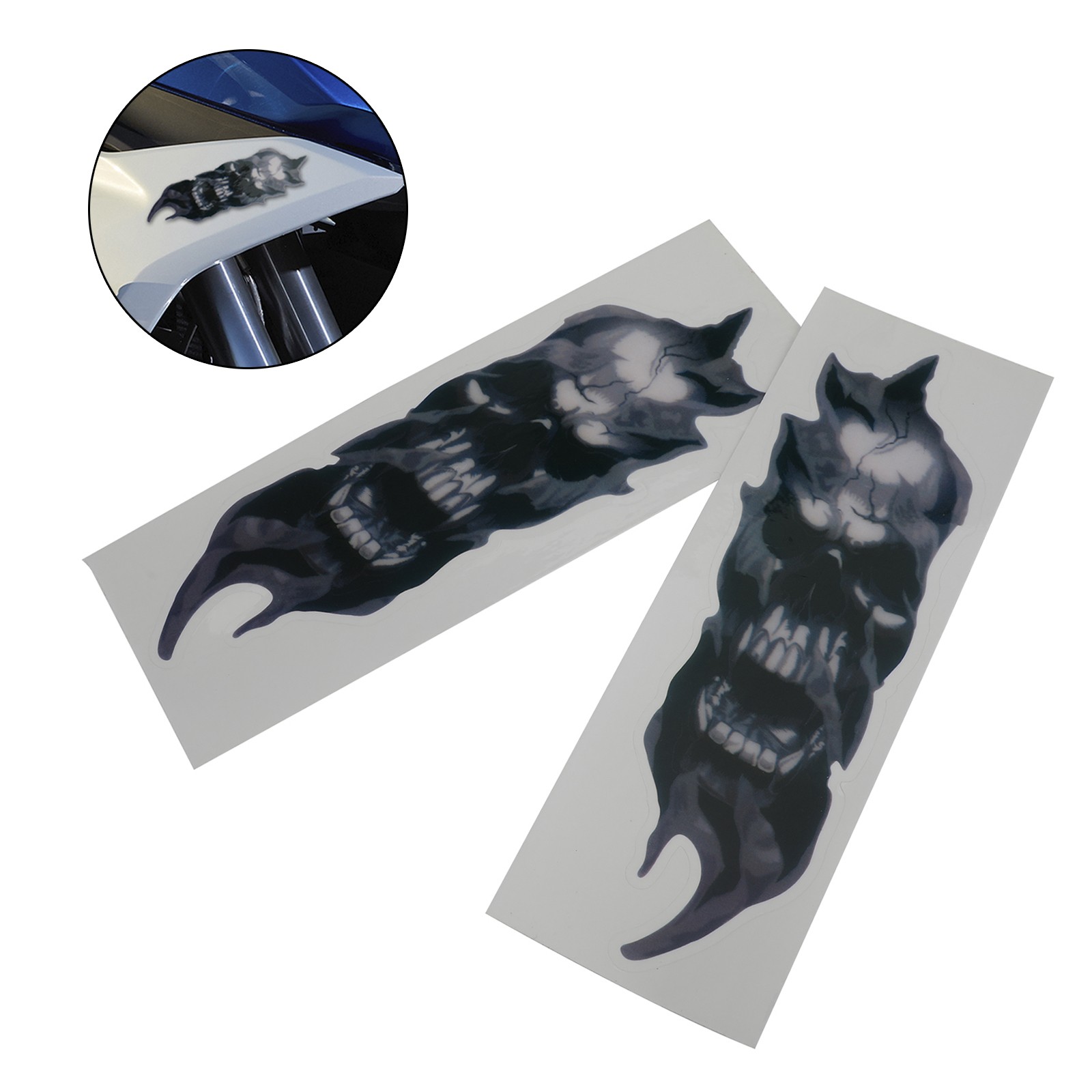 Pair Front Fork Skull Decals Graphic Stickers For Motorcycle Touring Dyna UE