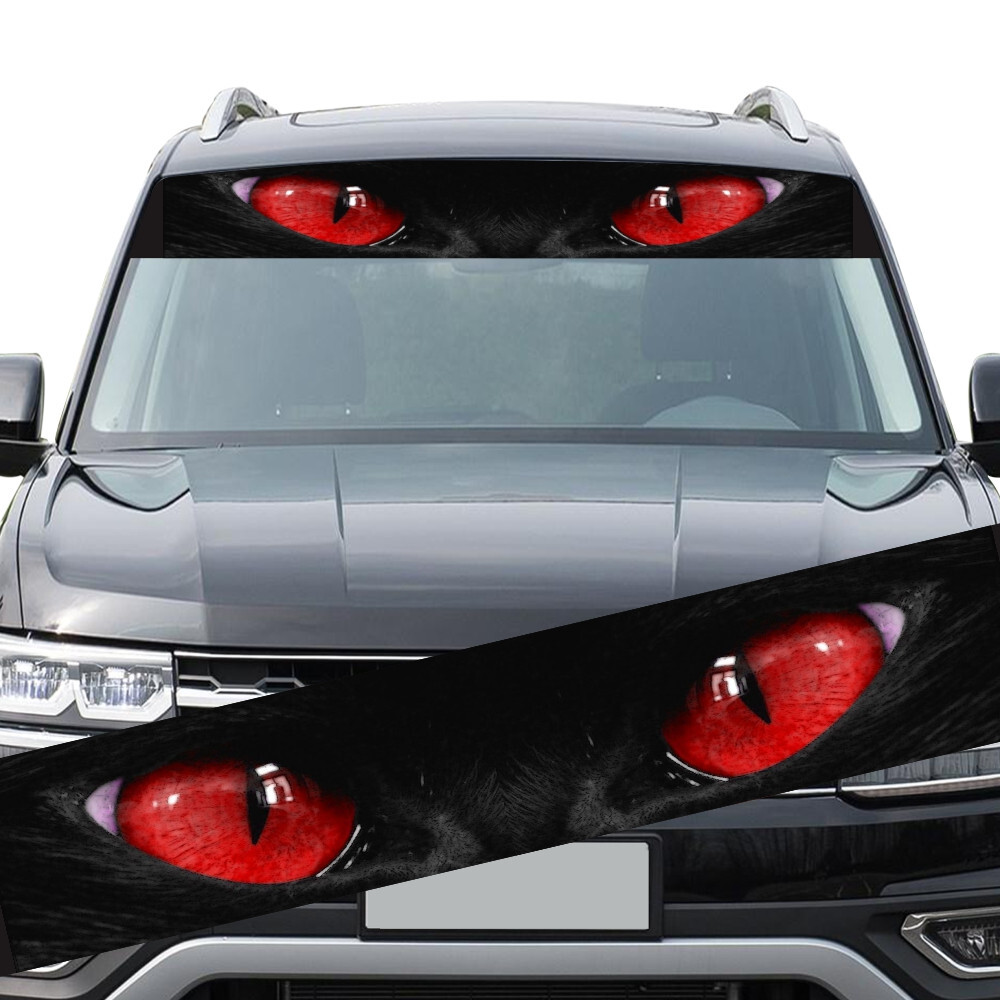 Car Window Banner Front Windshield Sticker Sun Visor Vinyl Decal Strip Cat’s Eye