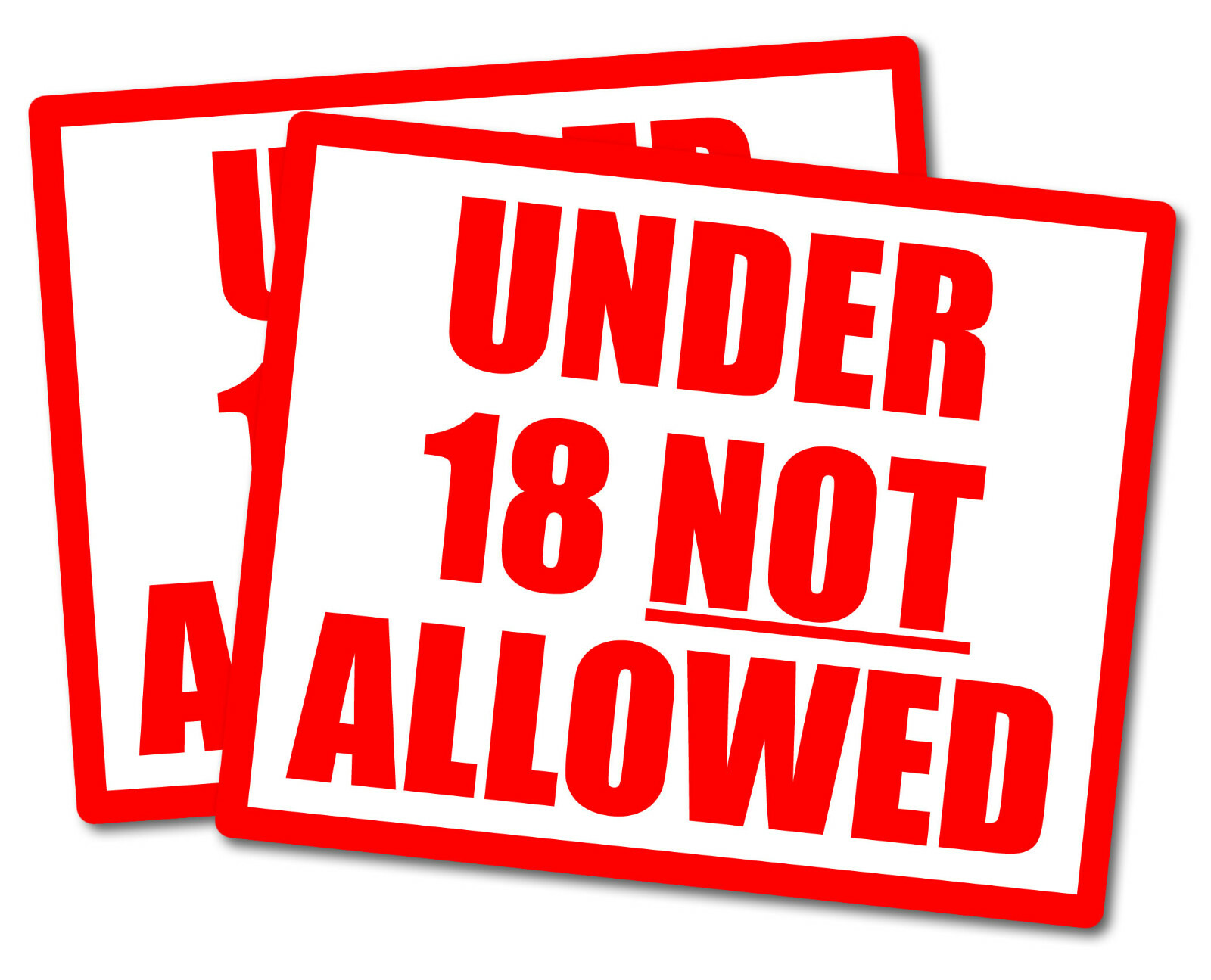 2 No One Under 18 Not Allowed Restaurant Bar Store Business Vinyl Decal Stickers