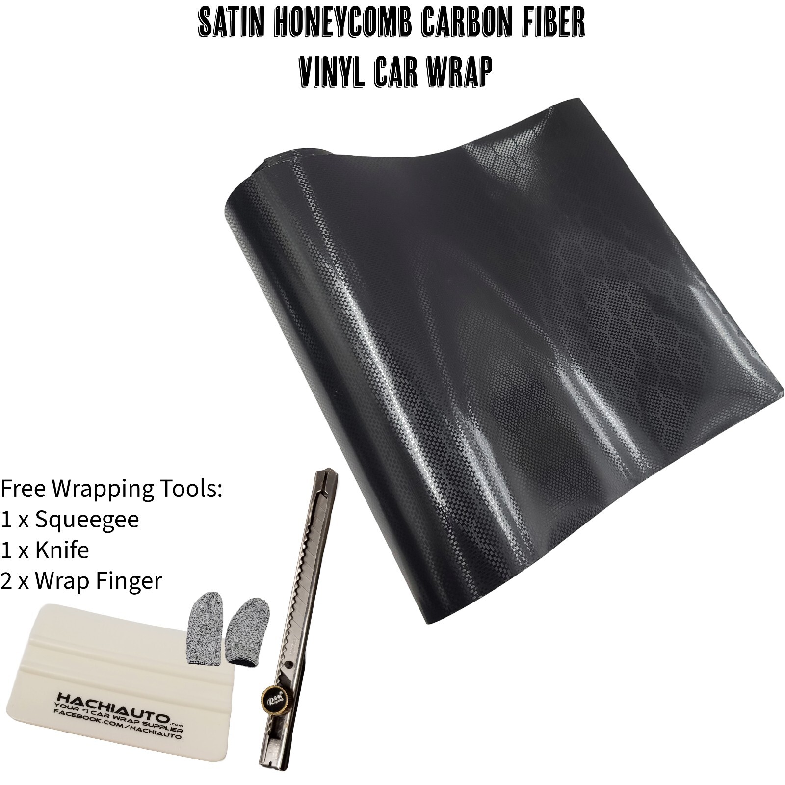 Satin Matte Black Honeycomb Carbon Fiber Vinyl Car Wrap Tools Air Release Film