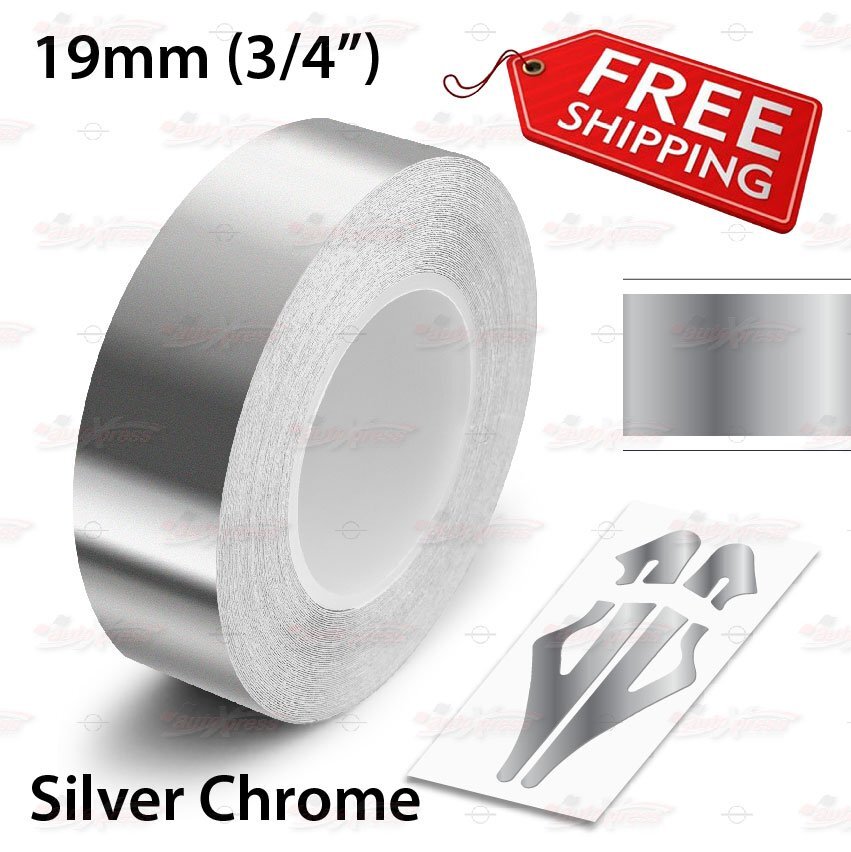SILVER CHROME 19mm 3/4″ PIN STRIPE Car Striping Line TAPE Decal Vinyl Sticker