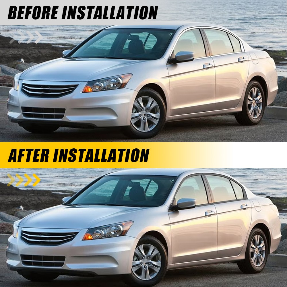 1Set For Honda Accord 2008-2012 GLOSSY BLACK Window Overlay Cover Trim Stickers