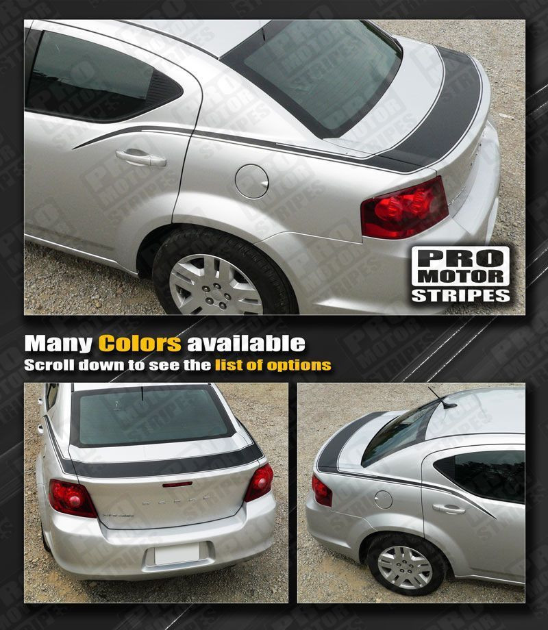 Dodge Avenger Trunk Lid and Rear Quarter Stripes Decals 2011 2012 2013 2014