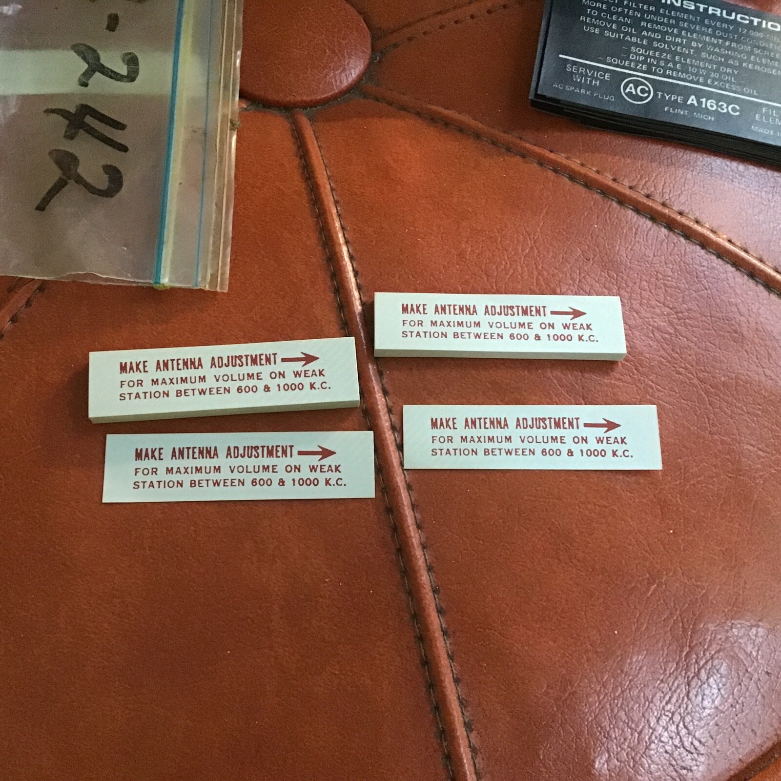 1955 1956 1957 OLDSMOBILE (ALL MODELS) ANTENNA ADJUSTMENT INSTRUCTIONS DECAL NOS