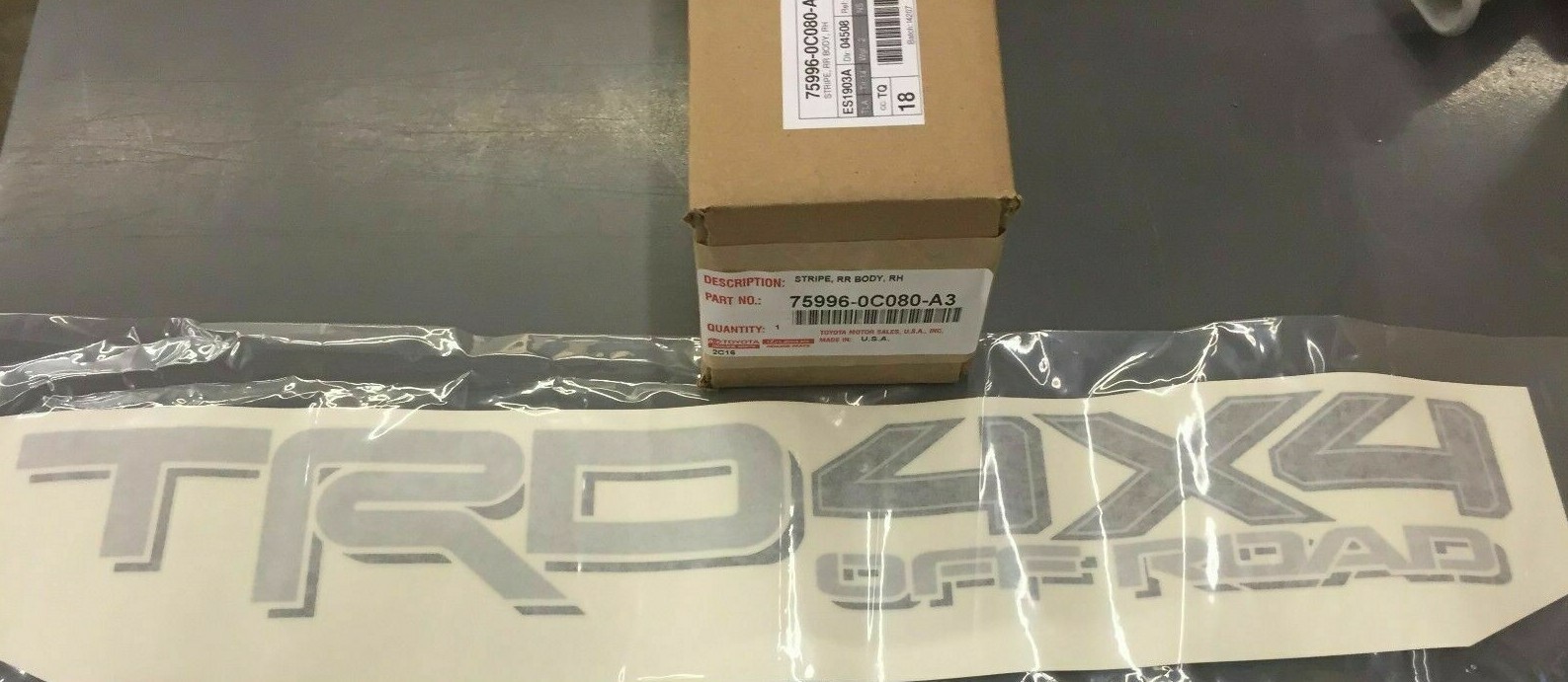OEM TOYOTA Tacoma TRD 4X4 Off-Road Bedside Decal Silver/Gray 75996-0C080-A3