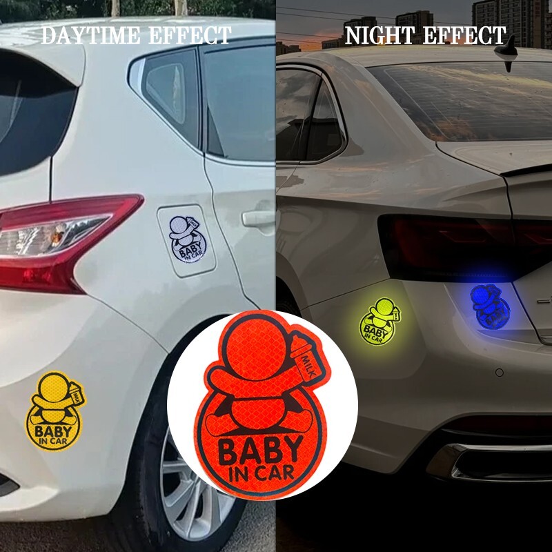 1 pcs Baby Stroller Stickers – Reflective Waterproof Safety Car Sign, 3.5×5 in