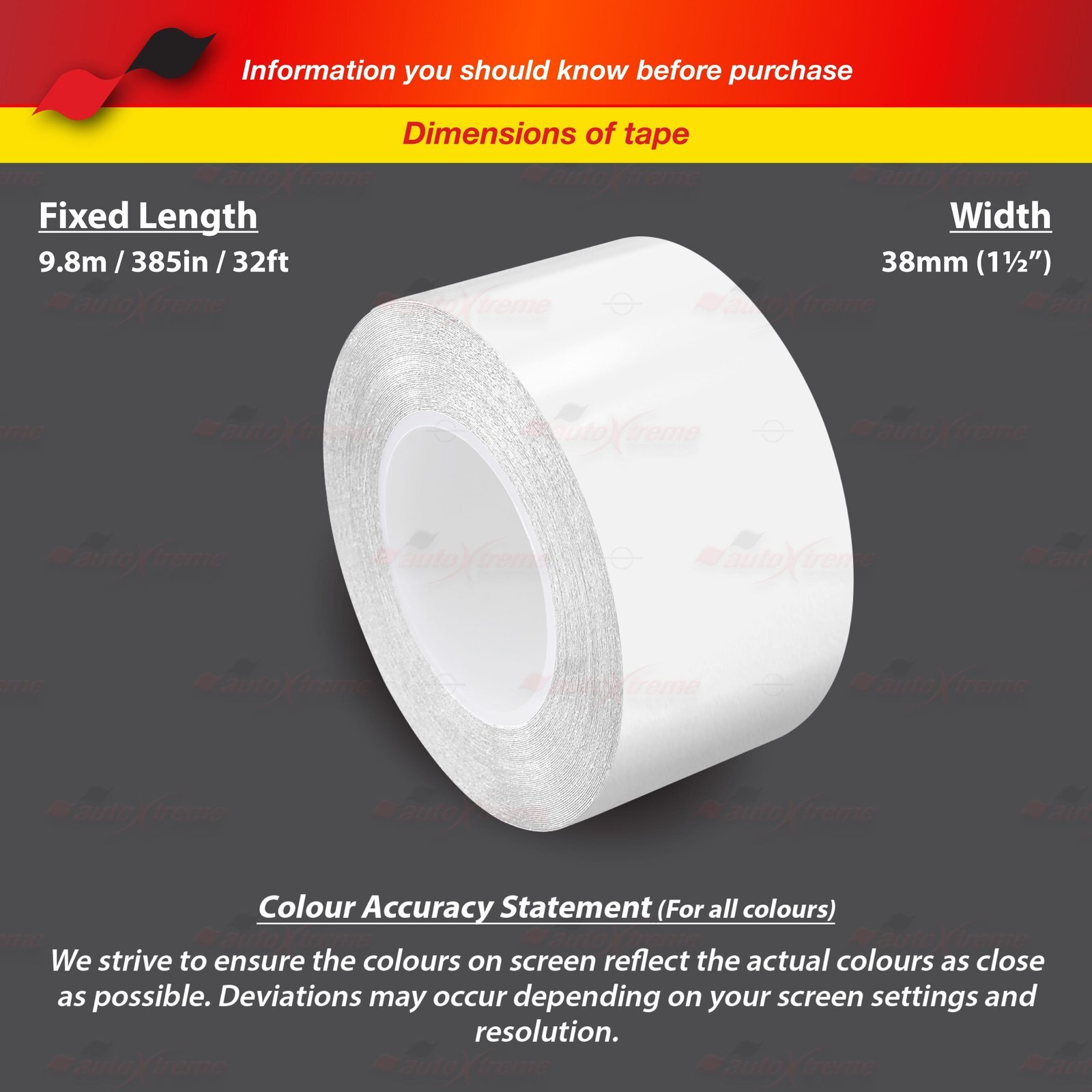 1-1/2″ Vinyl Pinstriping Pin Stripe Styling Tape Decal Sticker 38mm GLOSS WHITE