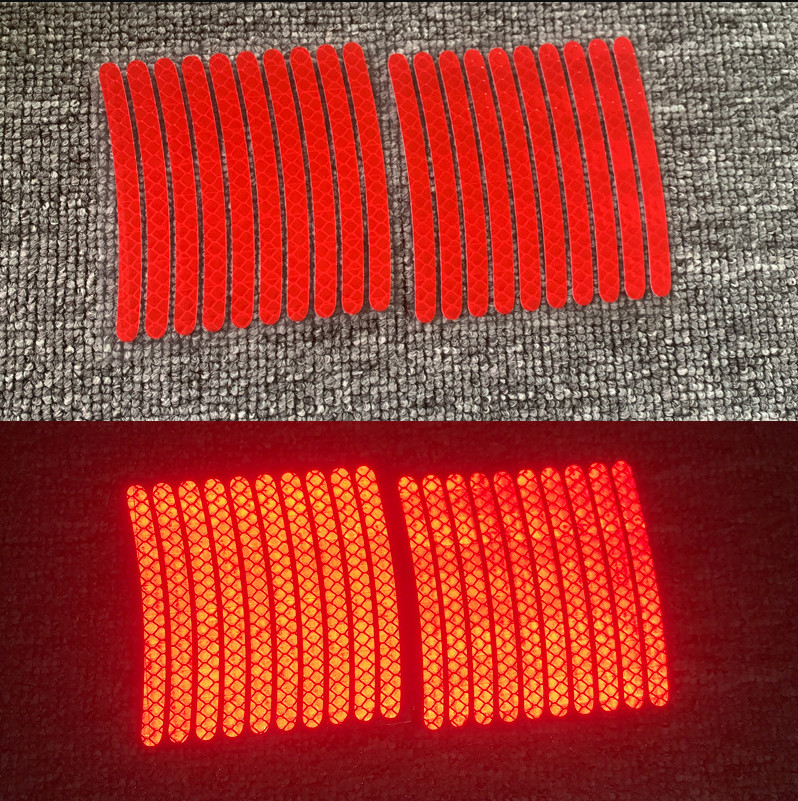 20P Reflective Car Wheel Decorative Stripe Stickers, Night Safety Warning Red/og