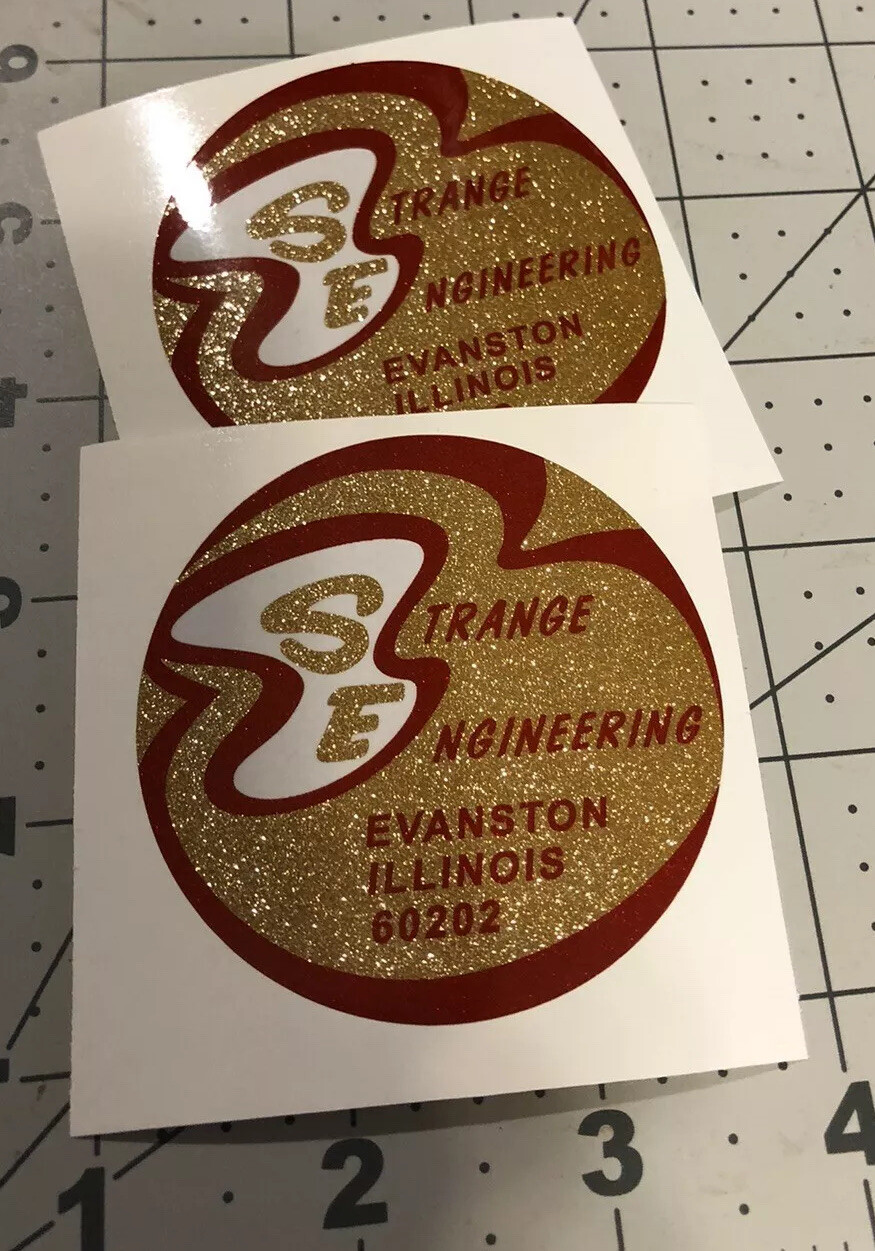 Strange Engineering Axle Decal Gold Metallic 1970’s 2 5/8″ Set of 2