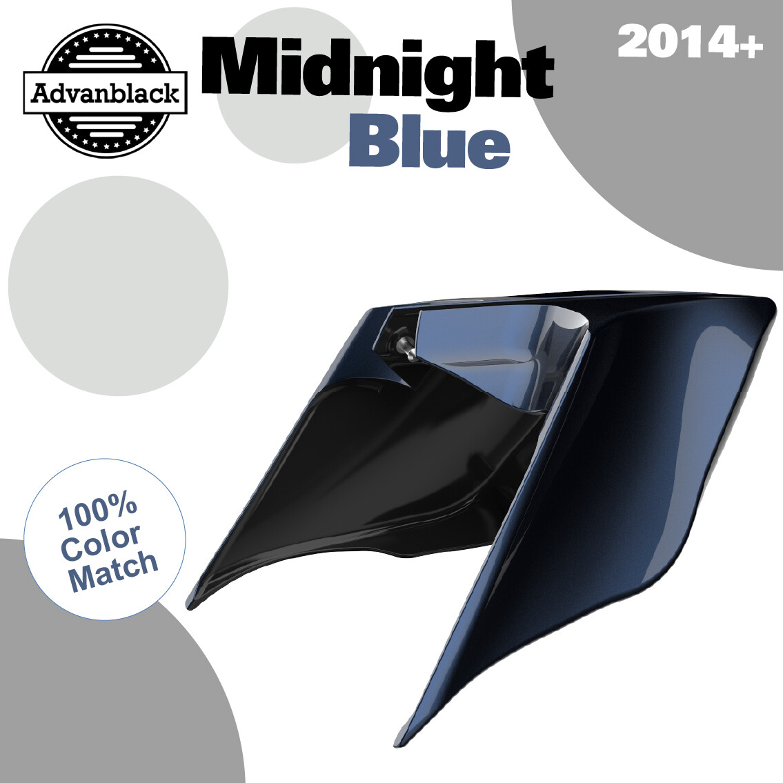 Advanblack Midnight Blue Stretched Extended Side Cover Fits 2014+ Harley Touring