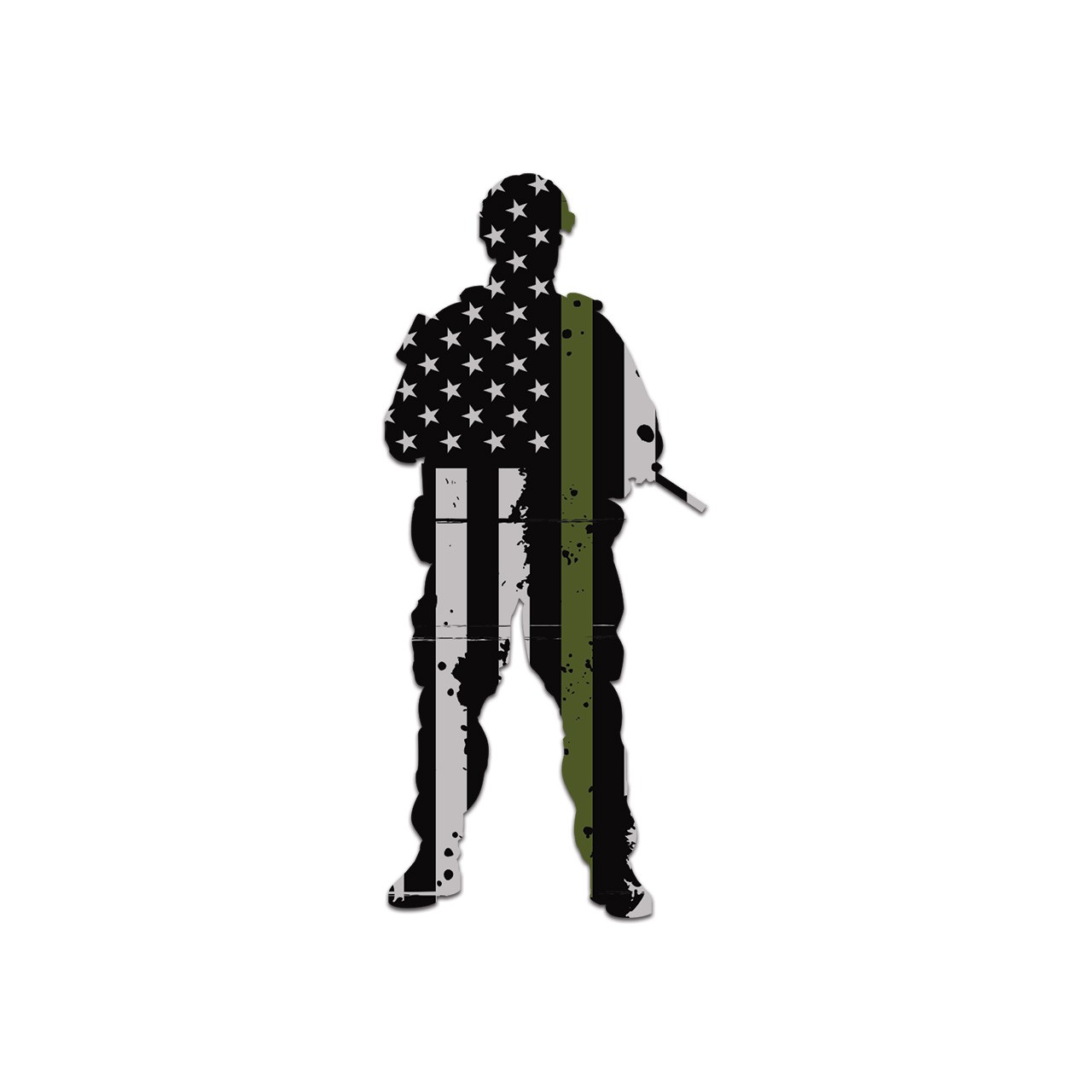 Tattered Thin Green Line Flag Military Sticker Decal