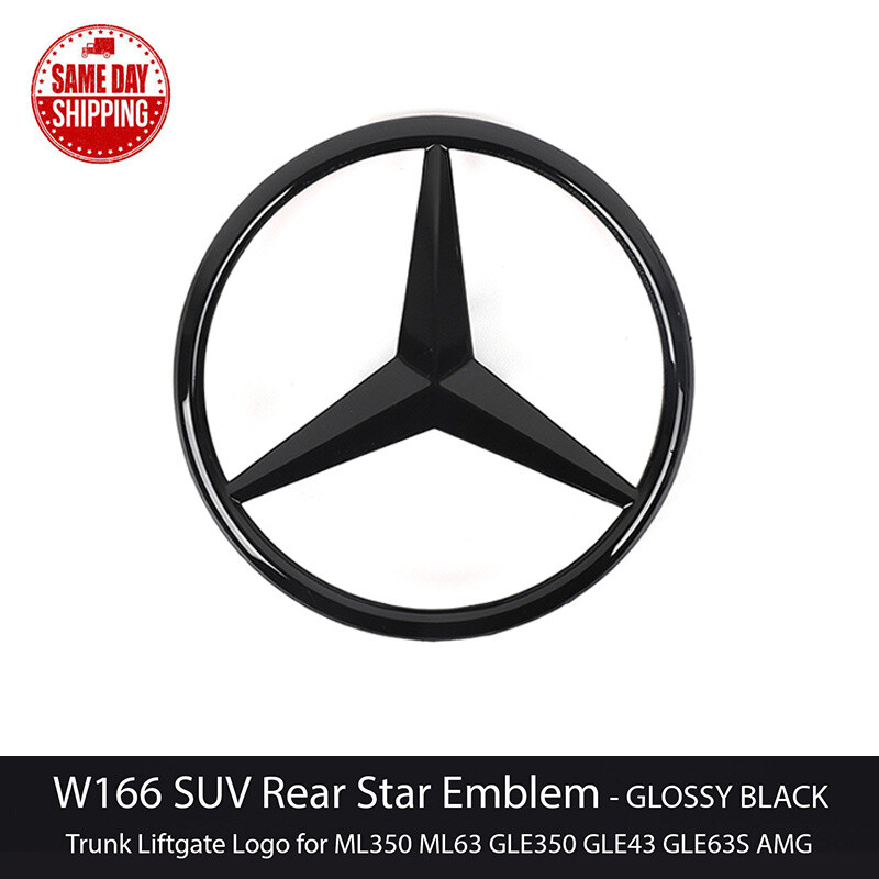 For Mercedes Benz W166 GLE ML Gloss Black Rear Star Badge Trunk Emblem 2015-2019