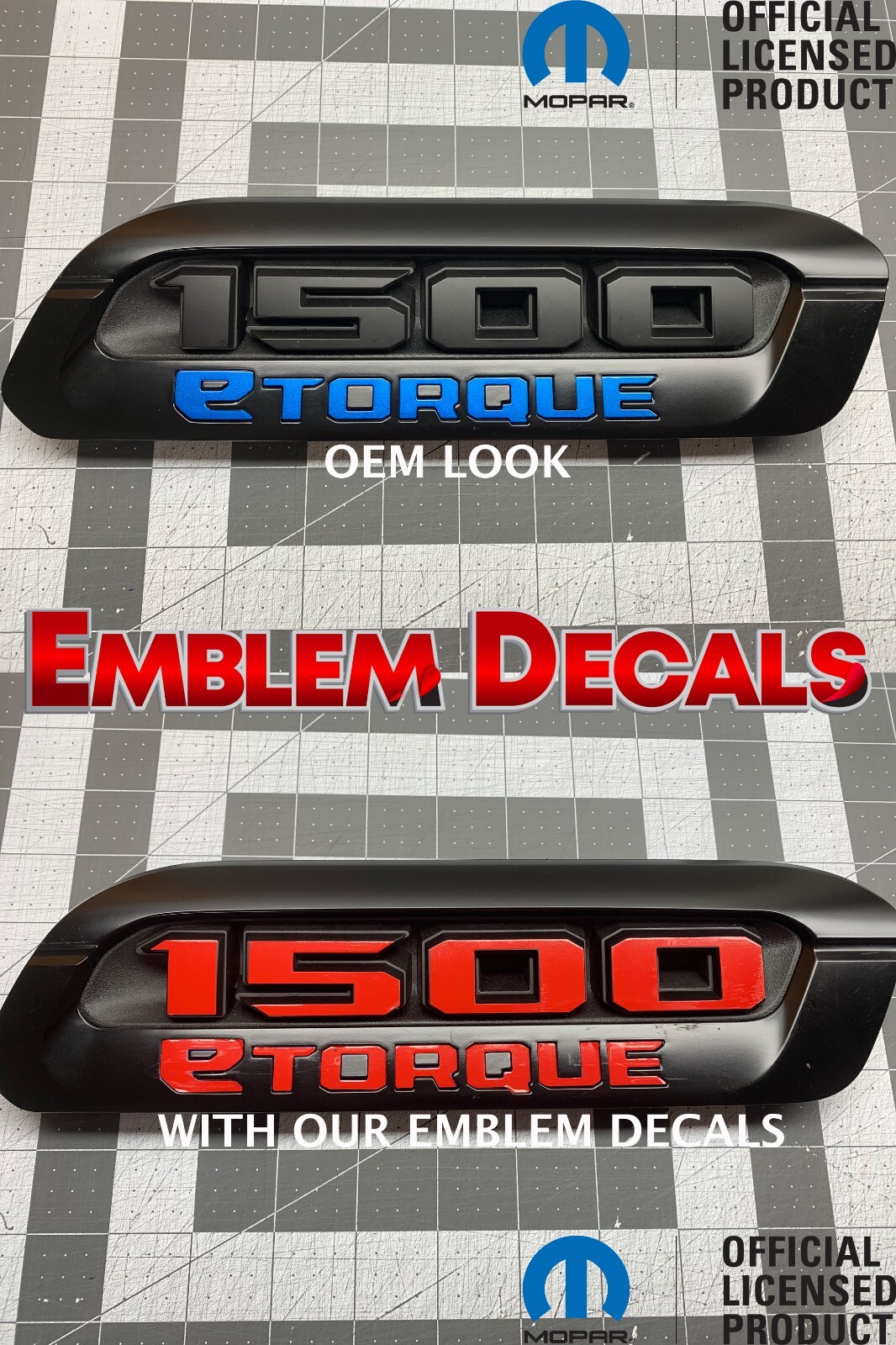RAM 1500 DT ” 1500 ETORQUE ” Hood Emblems Overlay Decal 2021 2022 2023 2024