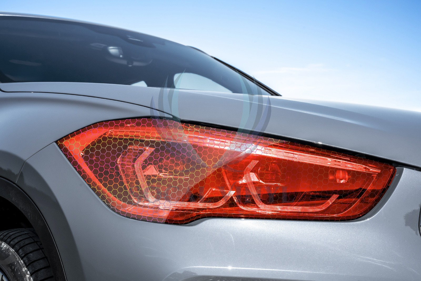 Headlight Hex Holographic Gloss Flame Red Taillight Tint Film Fog Honeycomb Film