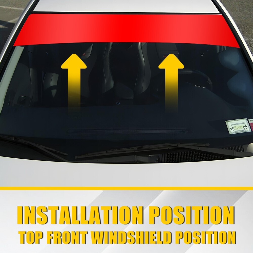 Universal Windshield Banner Gloss Red Vinyl Decal Sun Visor Strip 60″x10″ PVC V