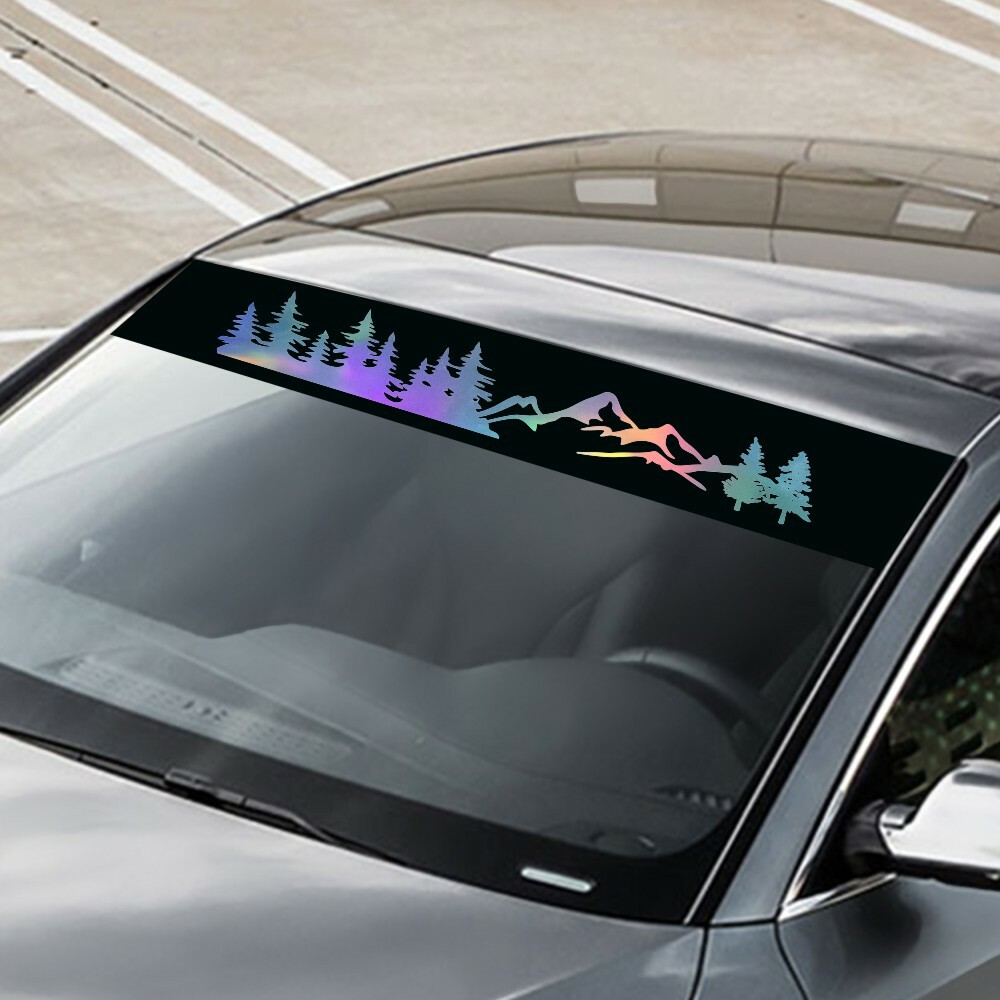 Car Windshield Decor Decal Tree Mountain Graphics Sunshade Sticker Self-adhesive