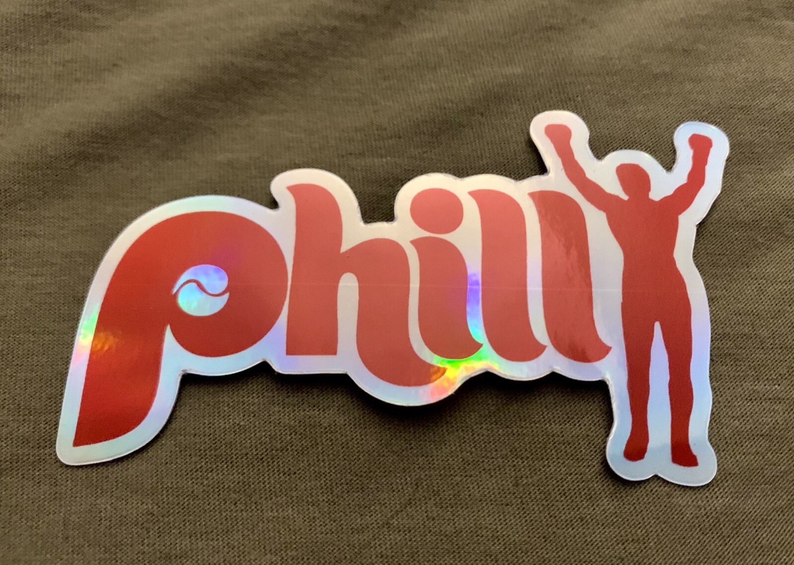 PHILLY Vinyl HOLO STICKER /Decal 4.2.5” Philadelphia ROCKY Phillies VERY NICE!