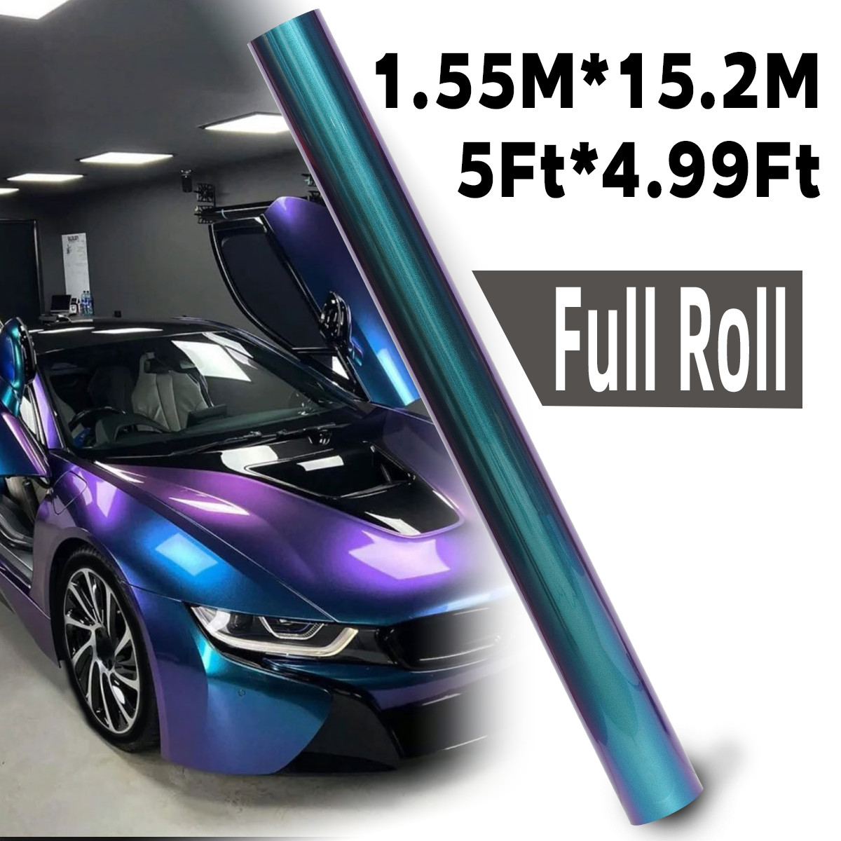 5FTx50FT PET Chameleon Diamond Purple Blue Vinyl Wrap Full Roll Gloss Shift