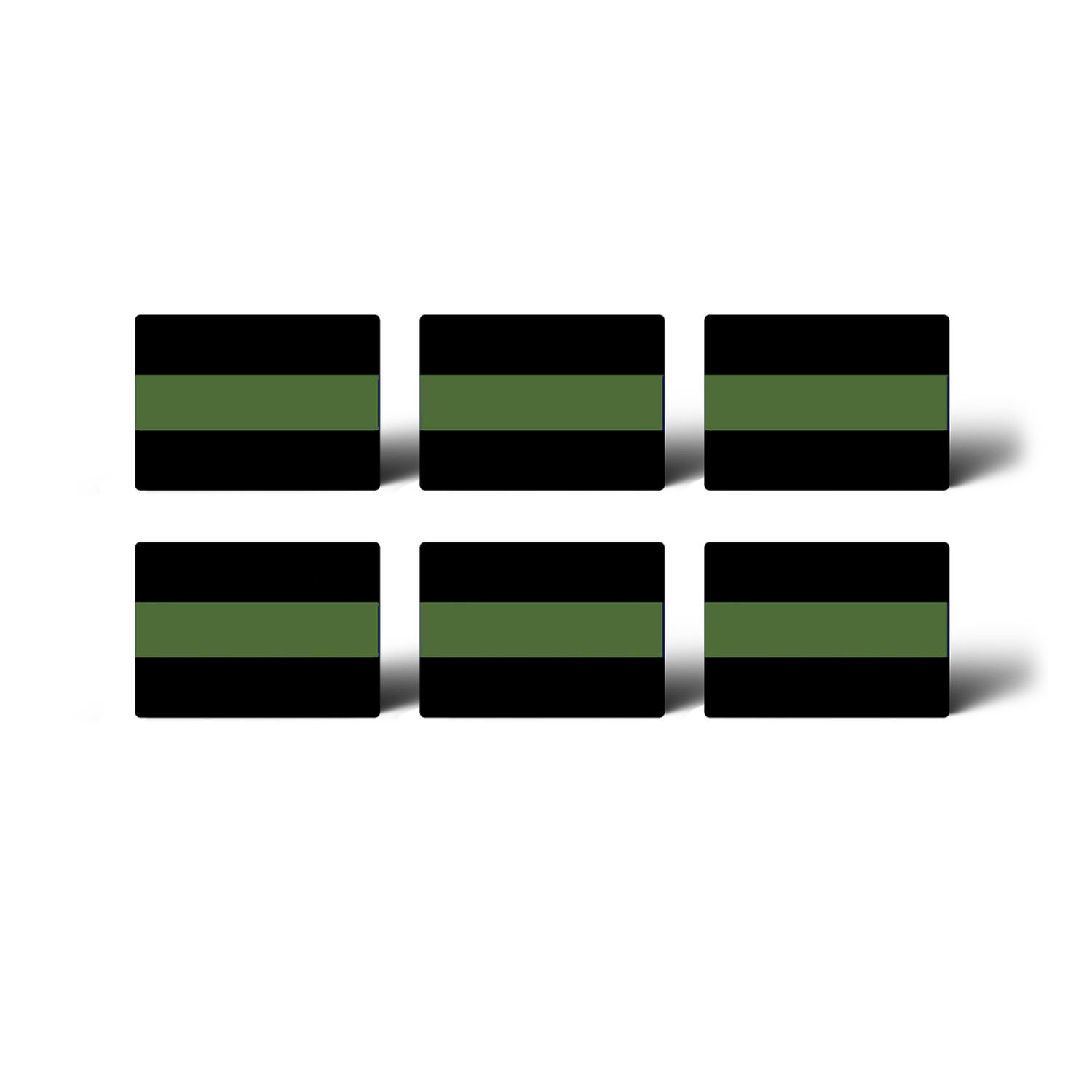 6 MINI 1 x 1.5 Thin Green Line Sticker Army Military Car Tag Vehicle Plate Decal