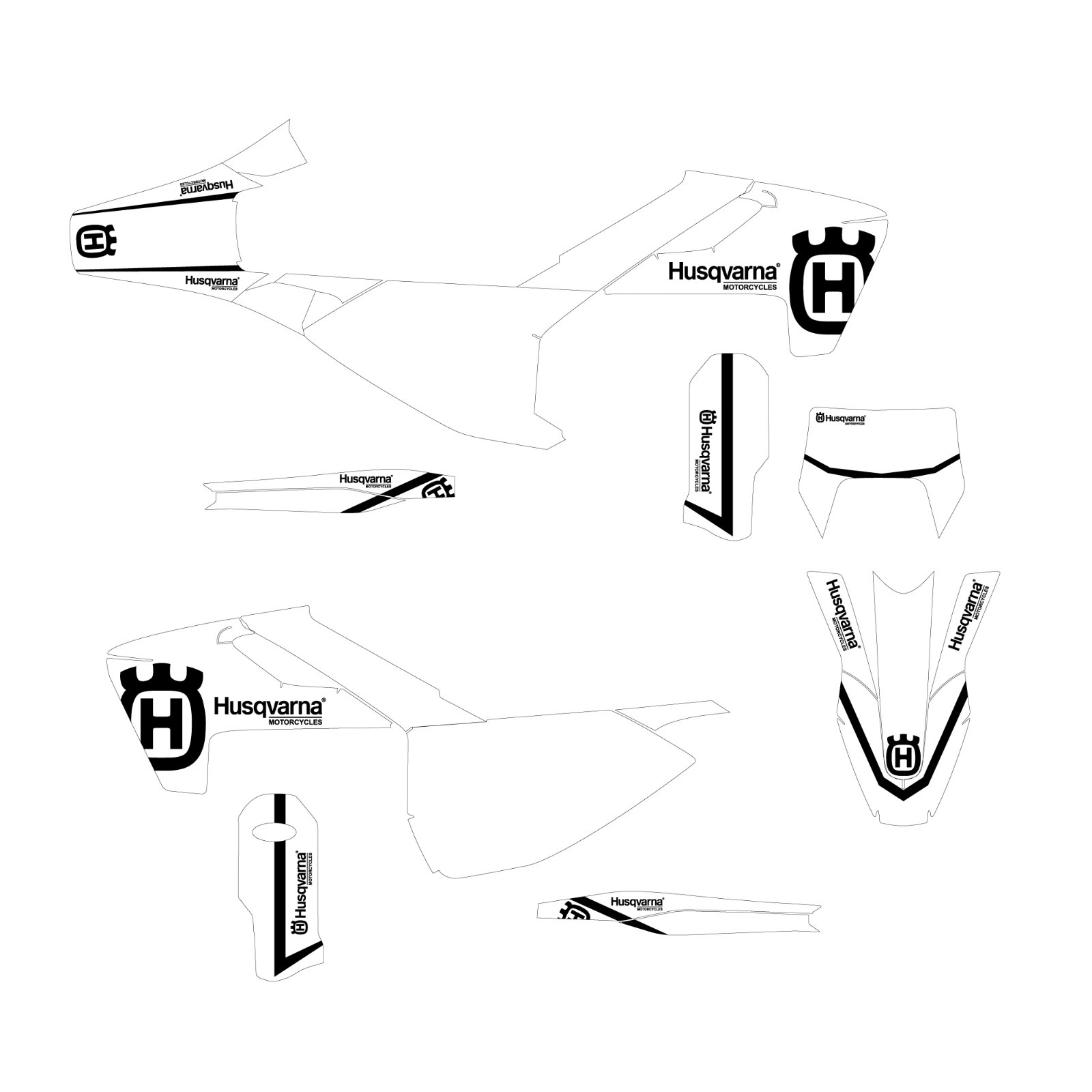 Husqvarna graphic kit 2019 TE250i black on white bg