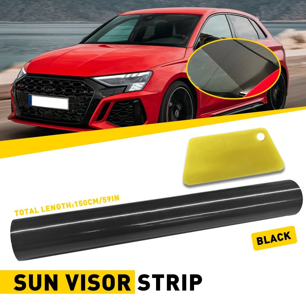 Sun Visor Strip Windshield Banner Long Vinyl Lasting Decal Gloss Blank Black USA