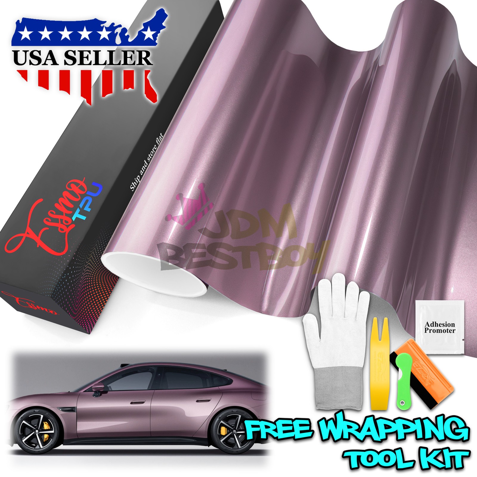 Gloss Metallic Rose Gold PPF TPU Paint Protection Film Dry Wet Apply Vinyl Wrap