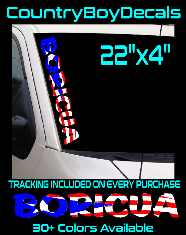 BORICUA Vinyl Decal 22″ Puerto Rico Rican Flag Truck Car Diesel Turbo Boost PR