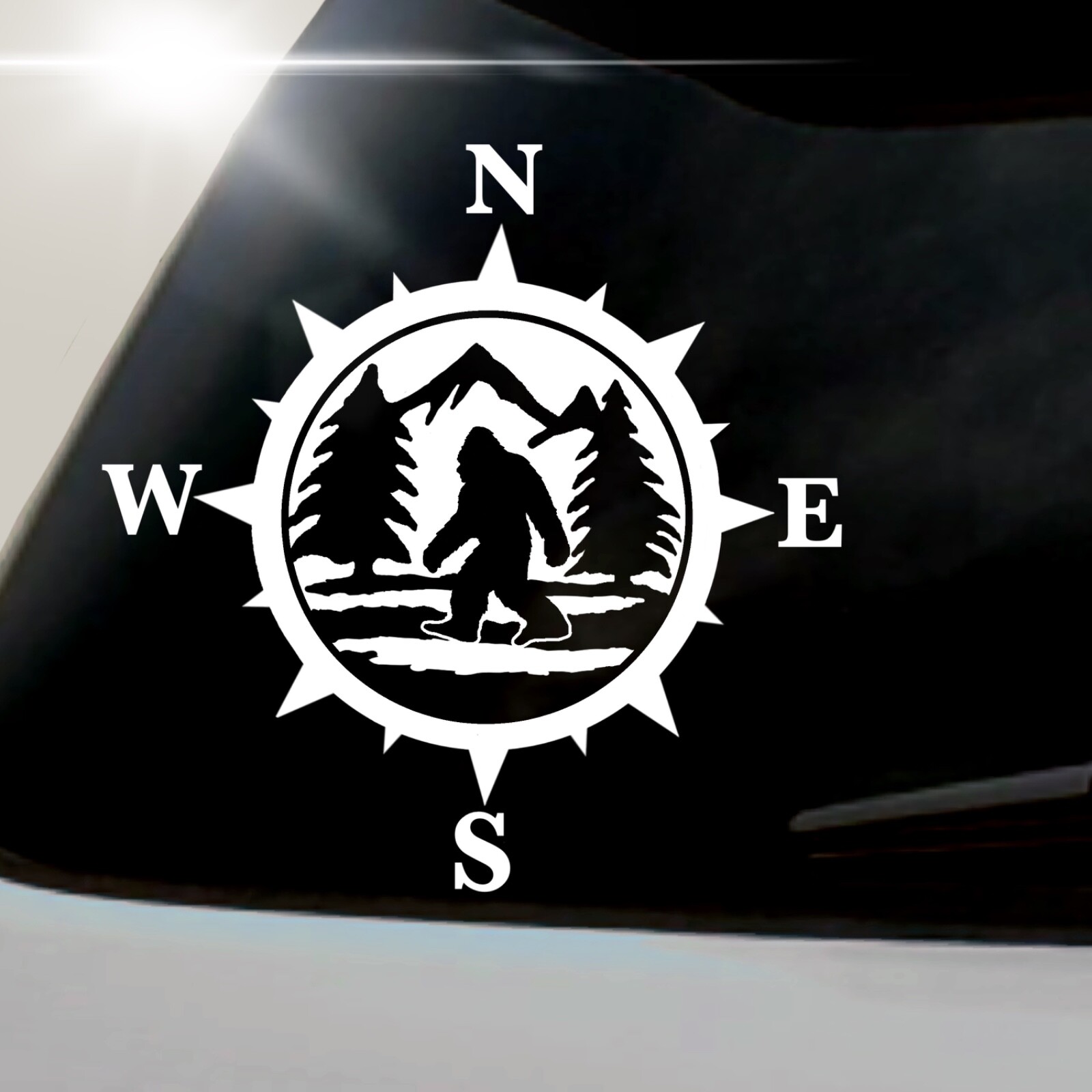 Bigfoot Compass Decal. Perfect for Car Windows or anything with a hard surface.