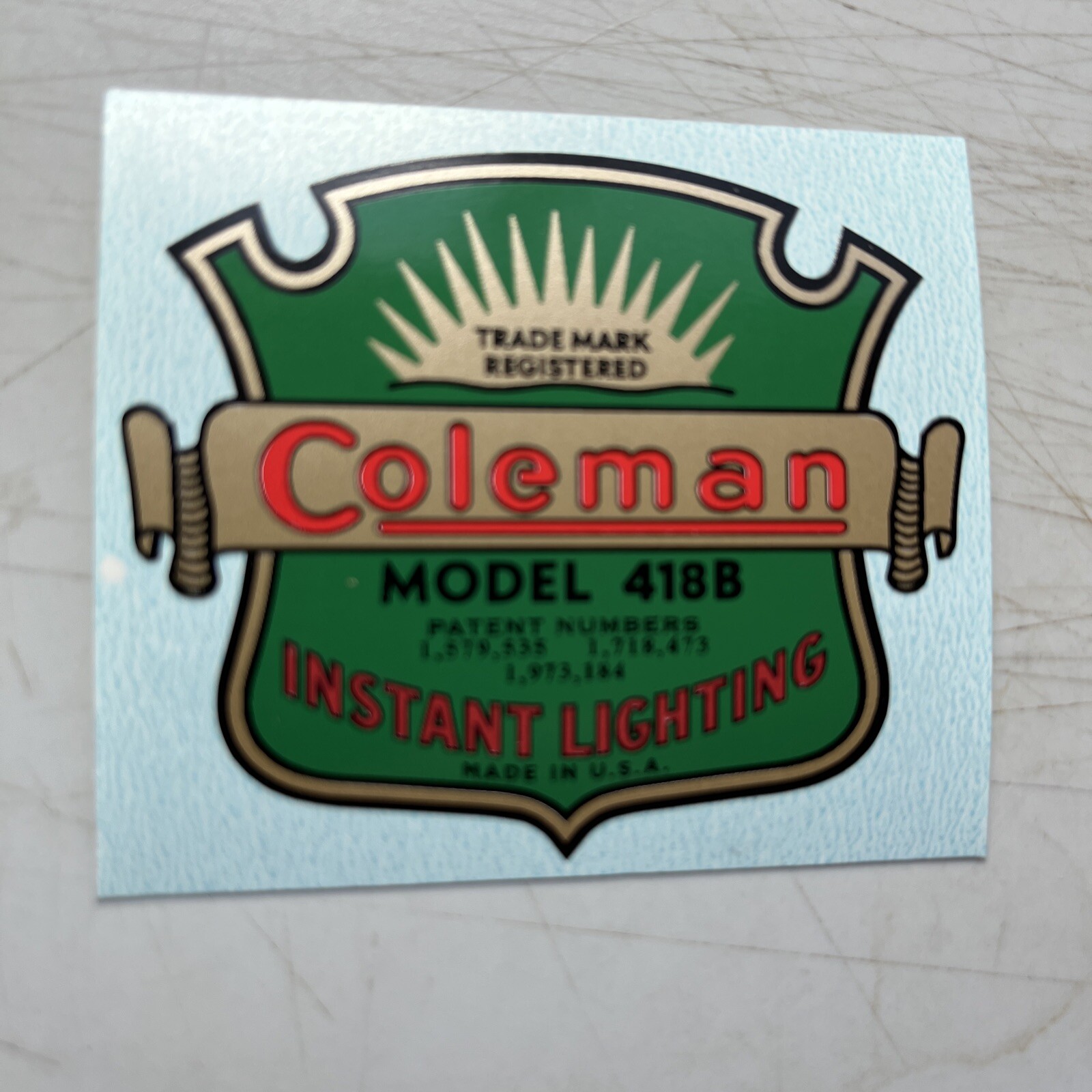 Coleman Instant Lighting Decal For 418B Stove Vinyl Easy To Install