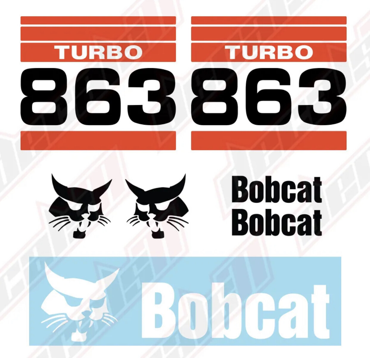 Bobcat 863 Turbo Skid Steer Set Vinyl Decal Sticker – Aftermarket