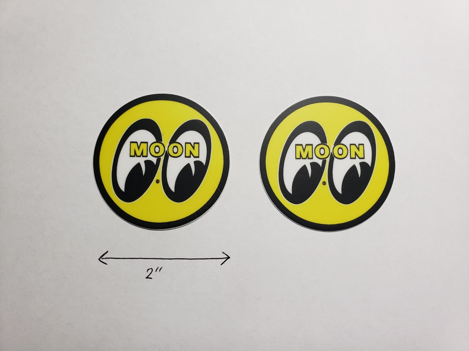 x2 Moon Eyes Stickers – 2 inch Round Rat Fink Hot Rod Old School Vintage Racing
