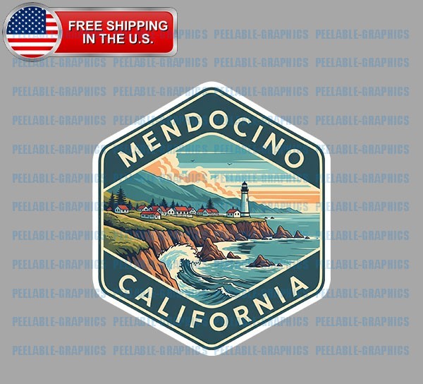 Mendocino California Vinyl Decal Sticker Hard Hat Helmet Toolbox A