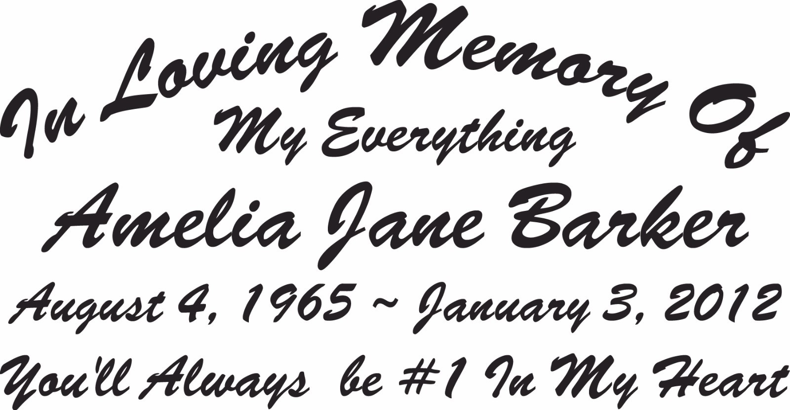 Large In Loving Memory Of – Wide Sticker Decal – Up to 5 Lines – 3 Sizes