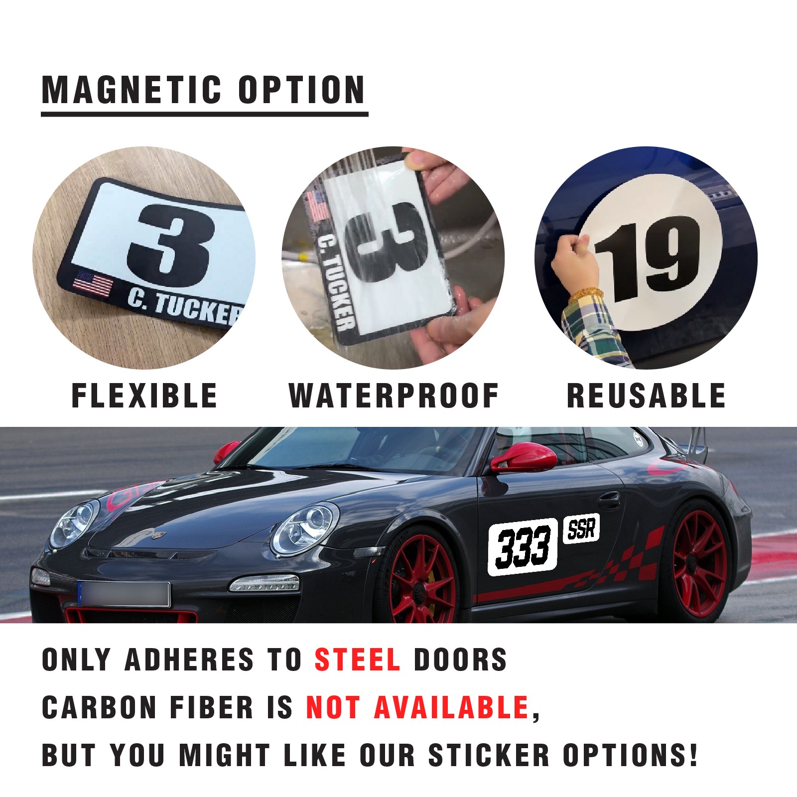 Custom Autocross Number Class Magnet Decal x2 10-16 inch – White Black Plate