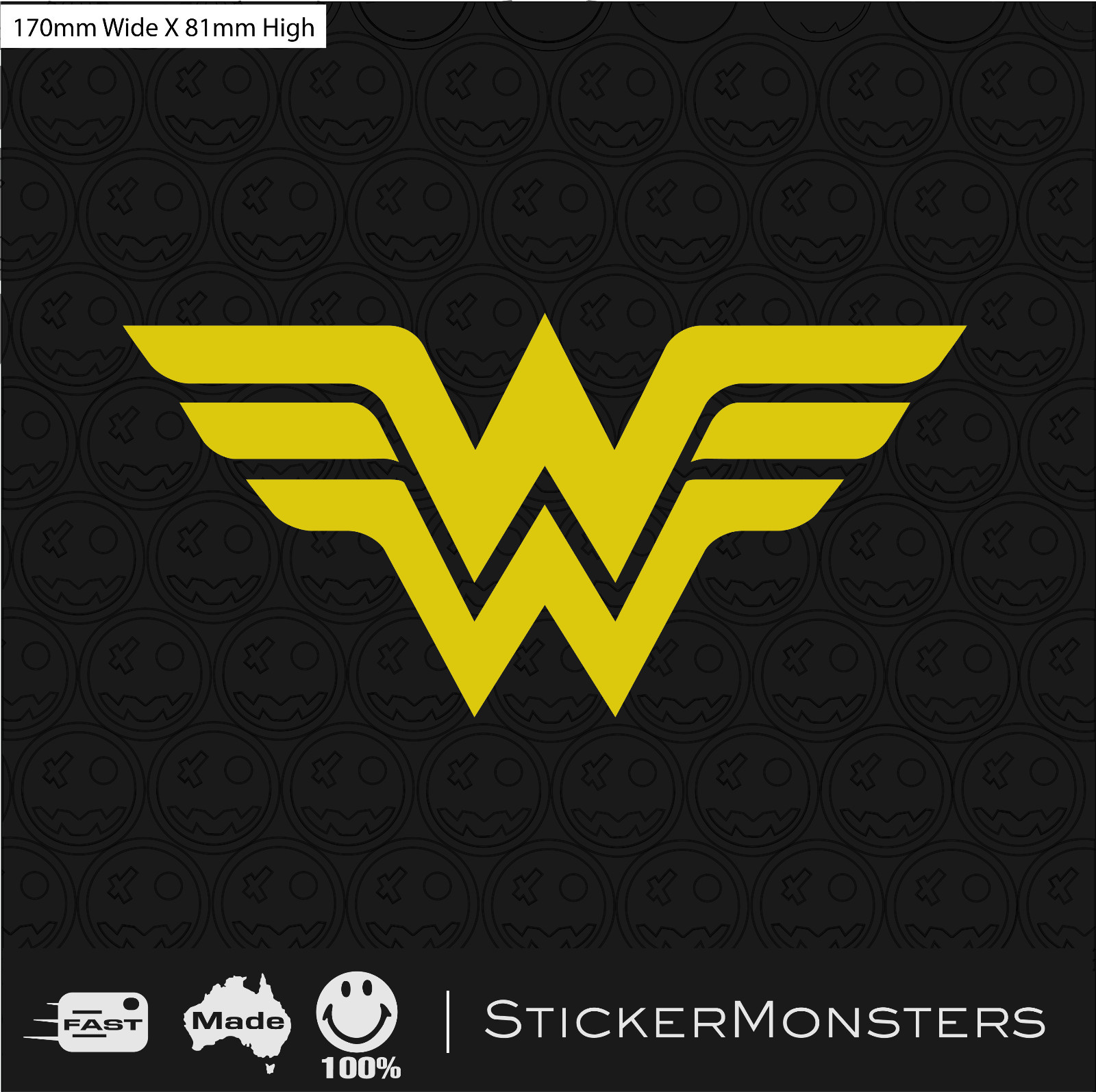 WONDER WOMAN MOVIE Sicker/s 170mm Wide Super Hero Looks great in Mirrored Gold.