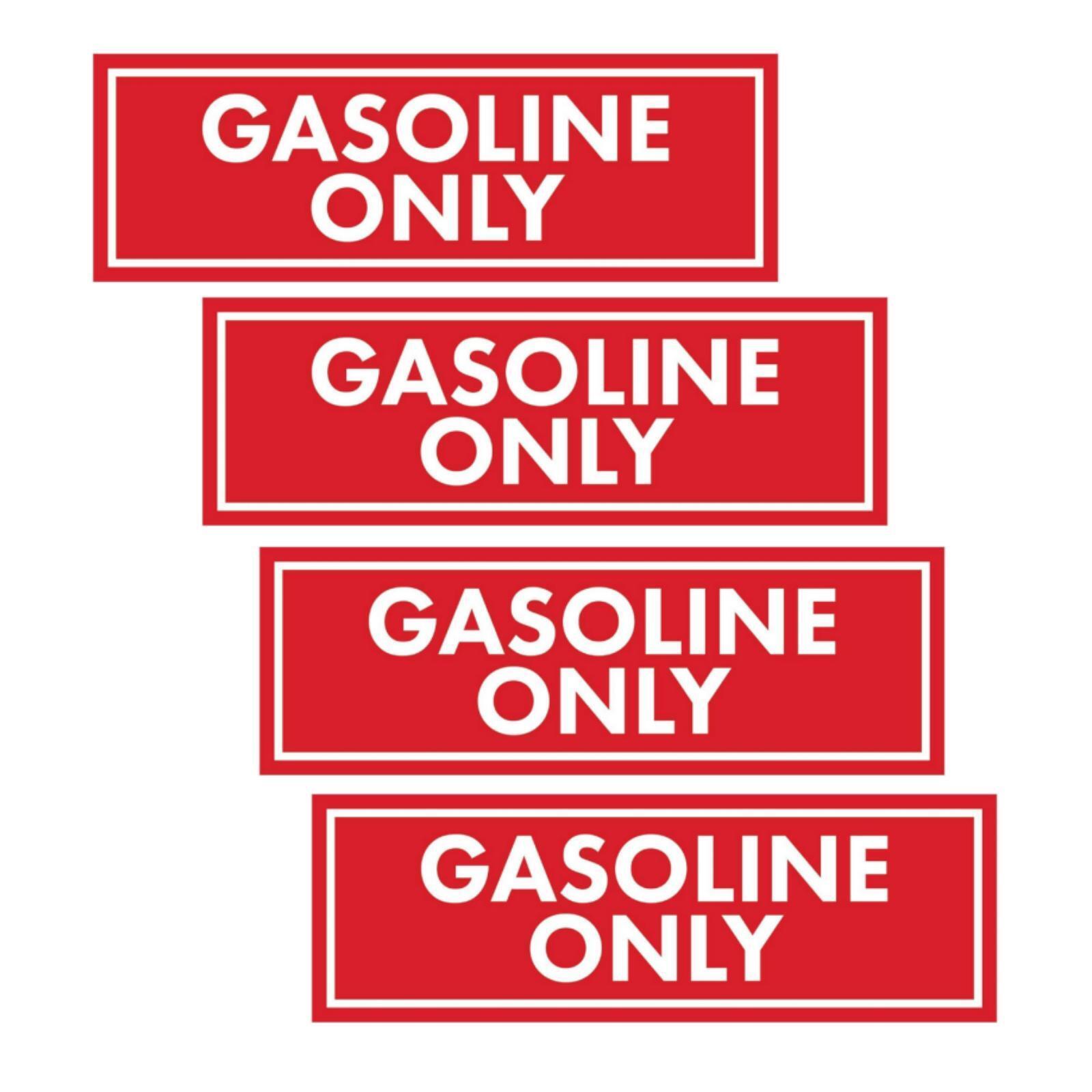 Gasoline Only Warning Stickers (4 Pieces), 2″ x 6″ Size Perfect for Fuel Caps
